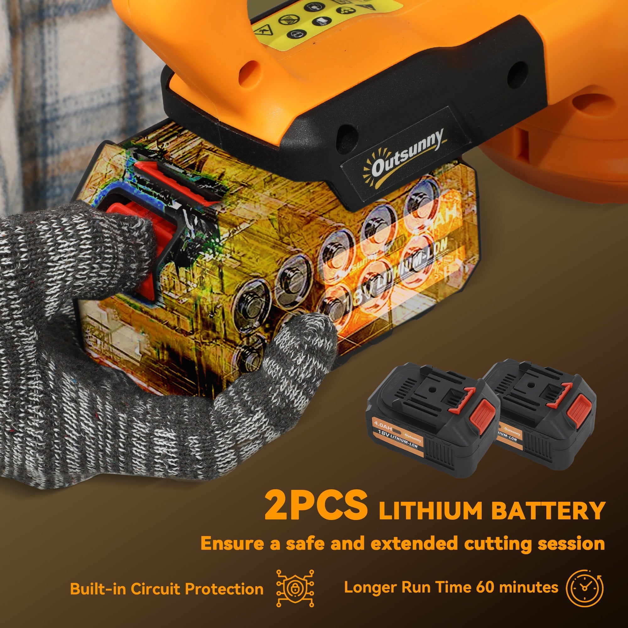 Outsunny 20" Cordless Hedge Trimmer, 21V Electric Hedge Cutter with 51cm Dual Action Blade, 2 x 4000mAh Batteries and Brushless Motor for Garden Branches, Shrubs, Twigs, Orange