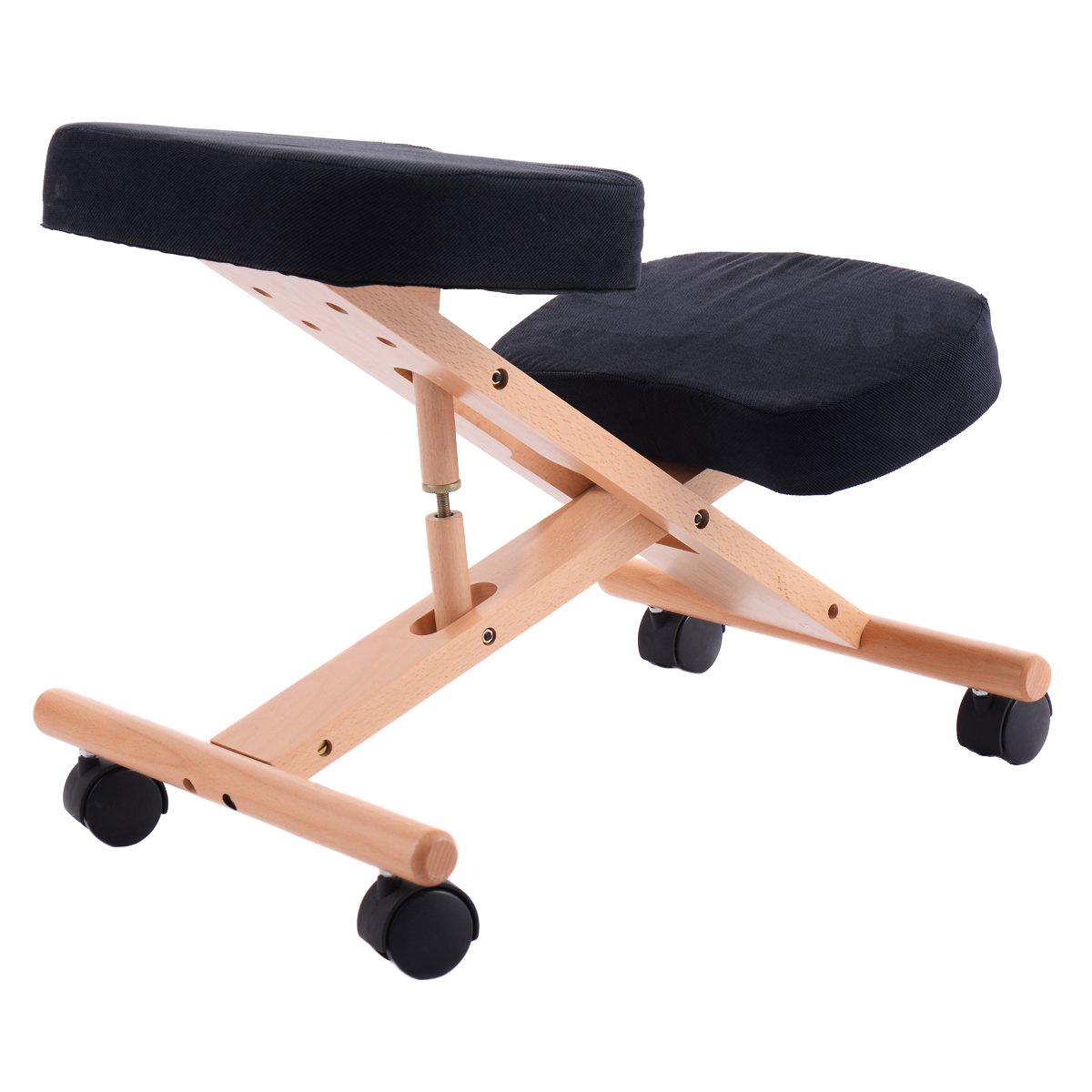 Wooden Orthopaedic Kneeling Stool Ergonomic Posture Frame Seat-Black