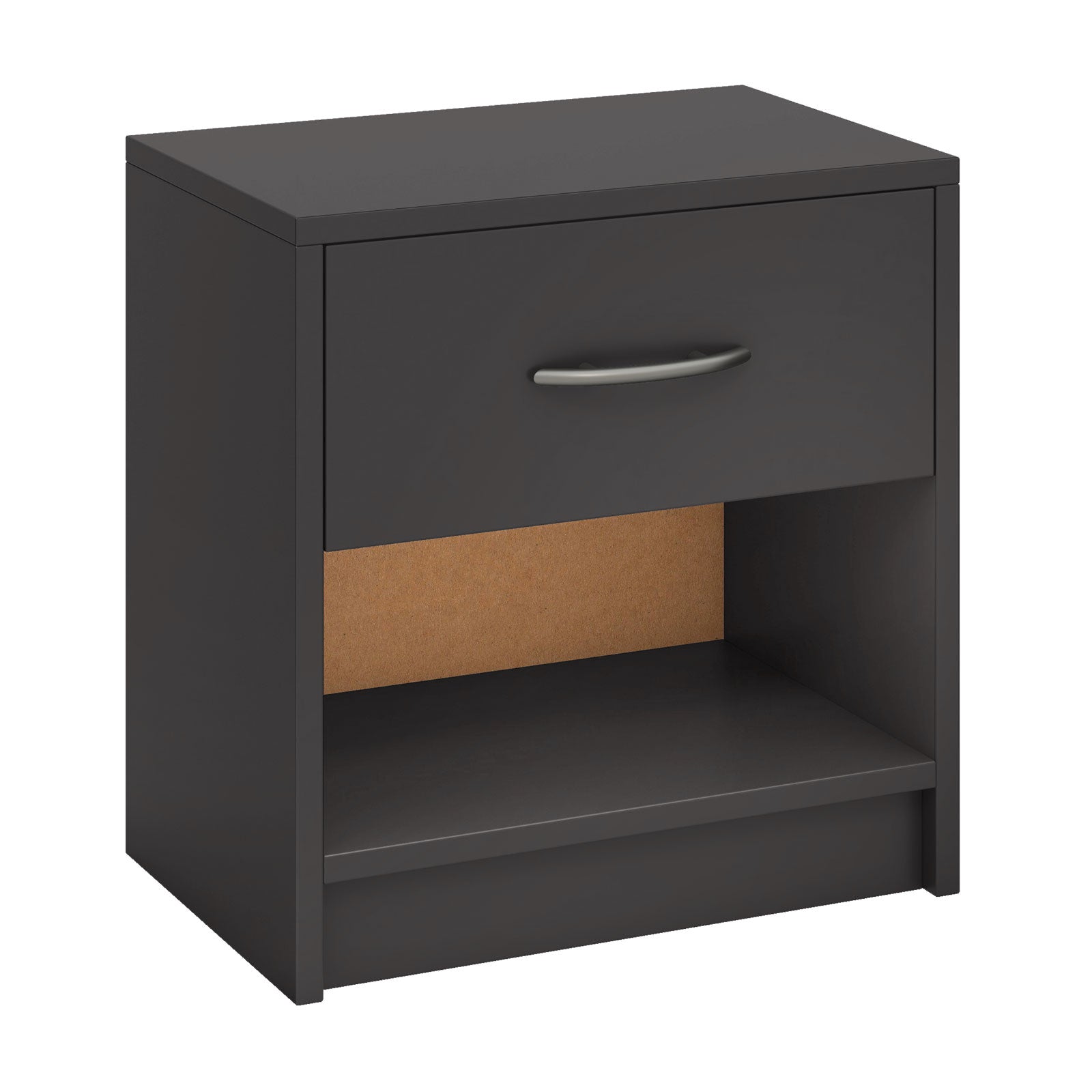 3-Tier Nightstand with Drawer and Open Storage Shelf for Small Spaces-Dark Grey