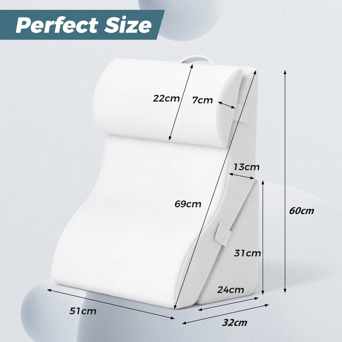 3 PCS Bed Wedge Pillow Set with Machine-washable Cover for Snoring-White