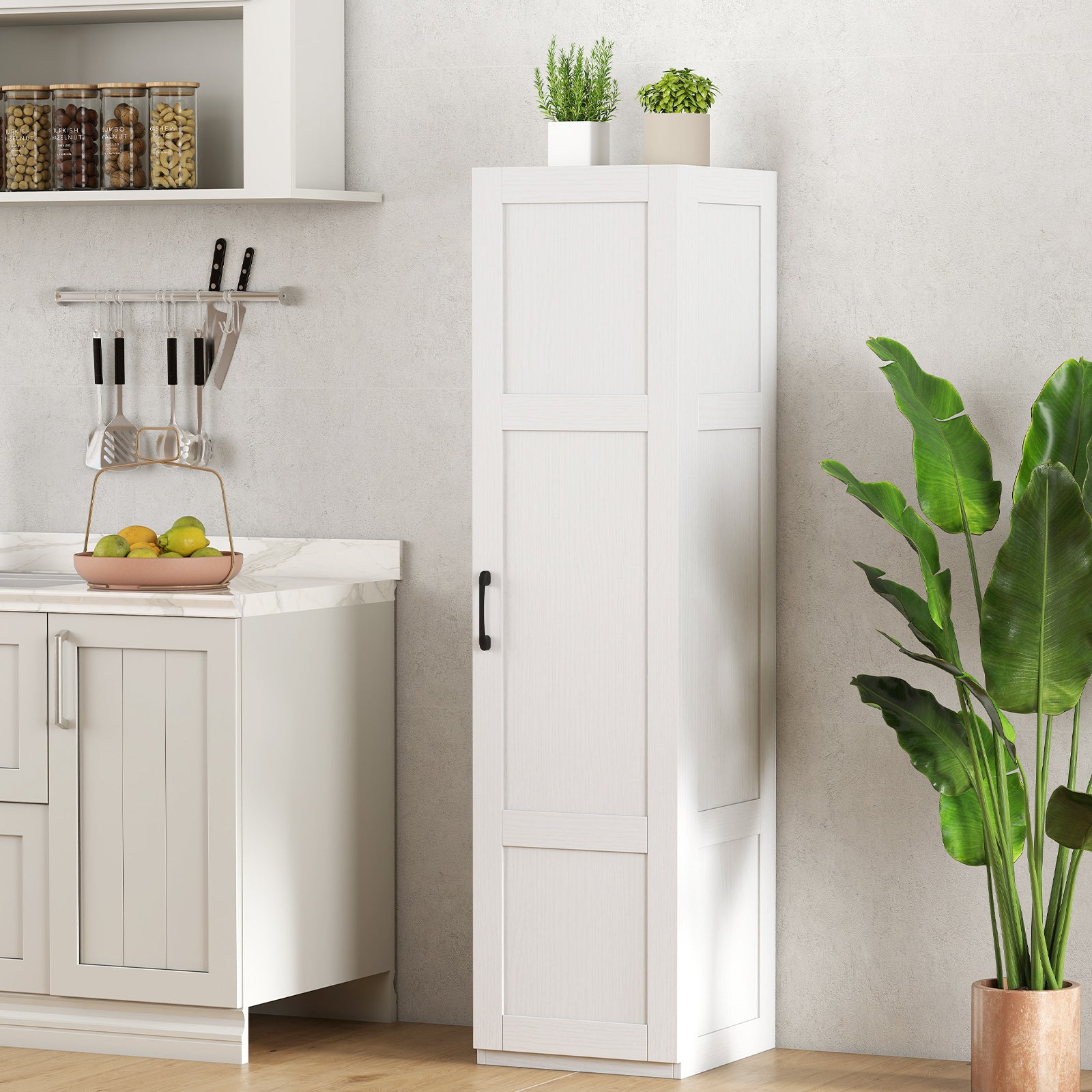 150 cm Tall 4-Tier Freestanding Storage Floor Cabinet-White