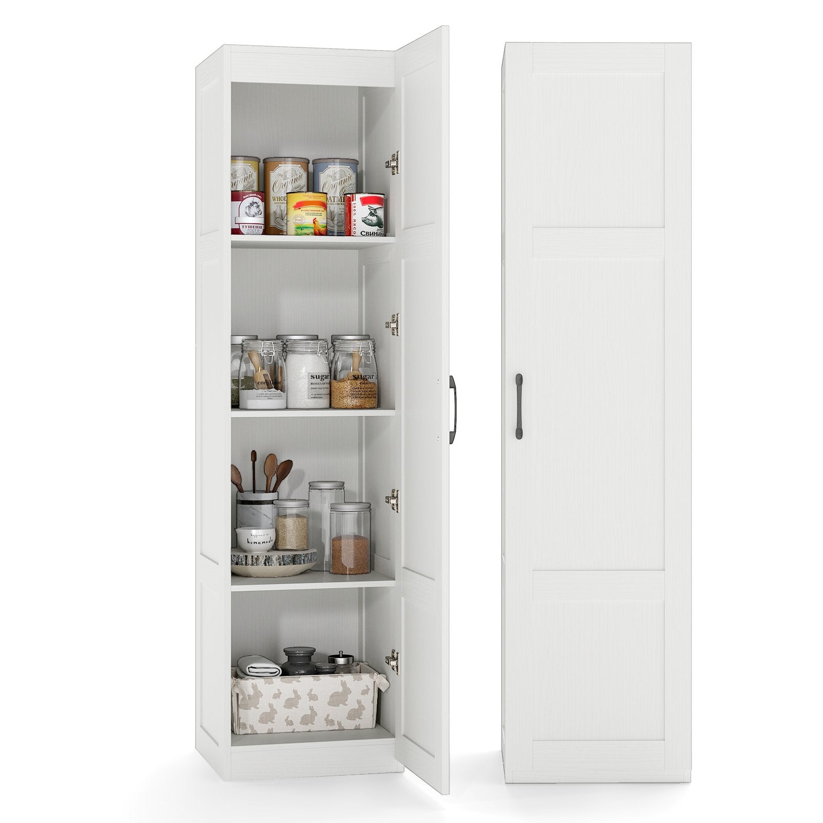150 cm Tall 4-Tier Freestanding Storage Floor Cabinet-White
