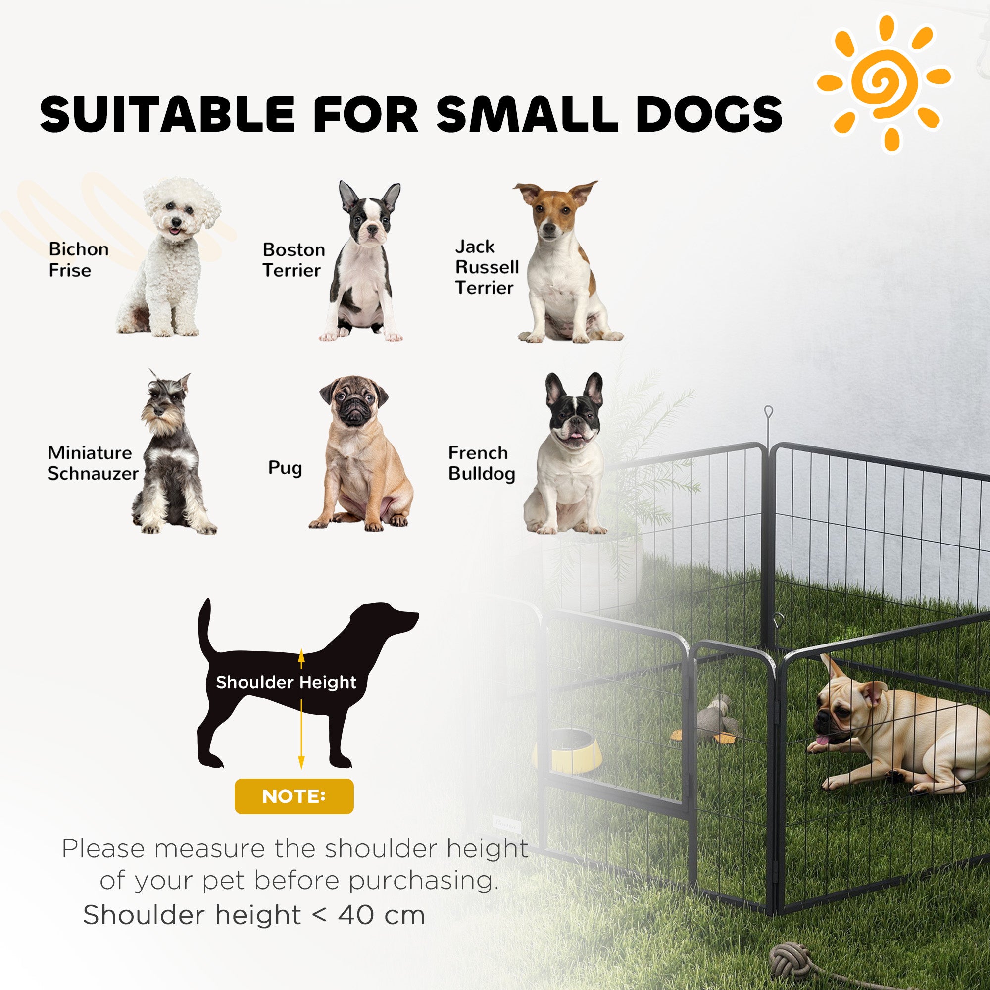 PawHut 6 Panels Dog Playpen, Portable Detachable Puppy Pen with Door, for Small Dogs, 60cm High, Grey