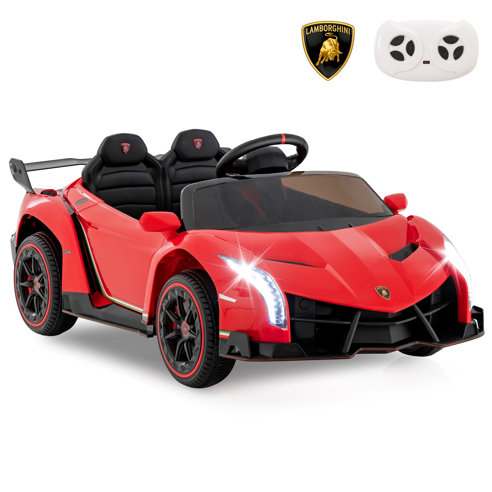 4WD Kids Ride On Sports Car Lamborghini with Taillights-Red