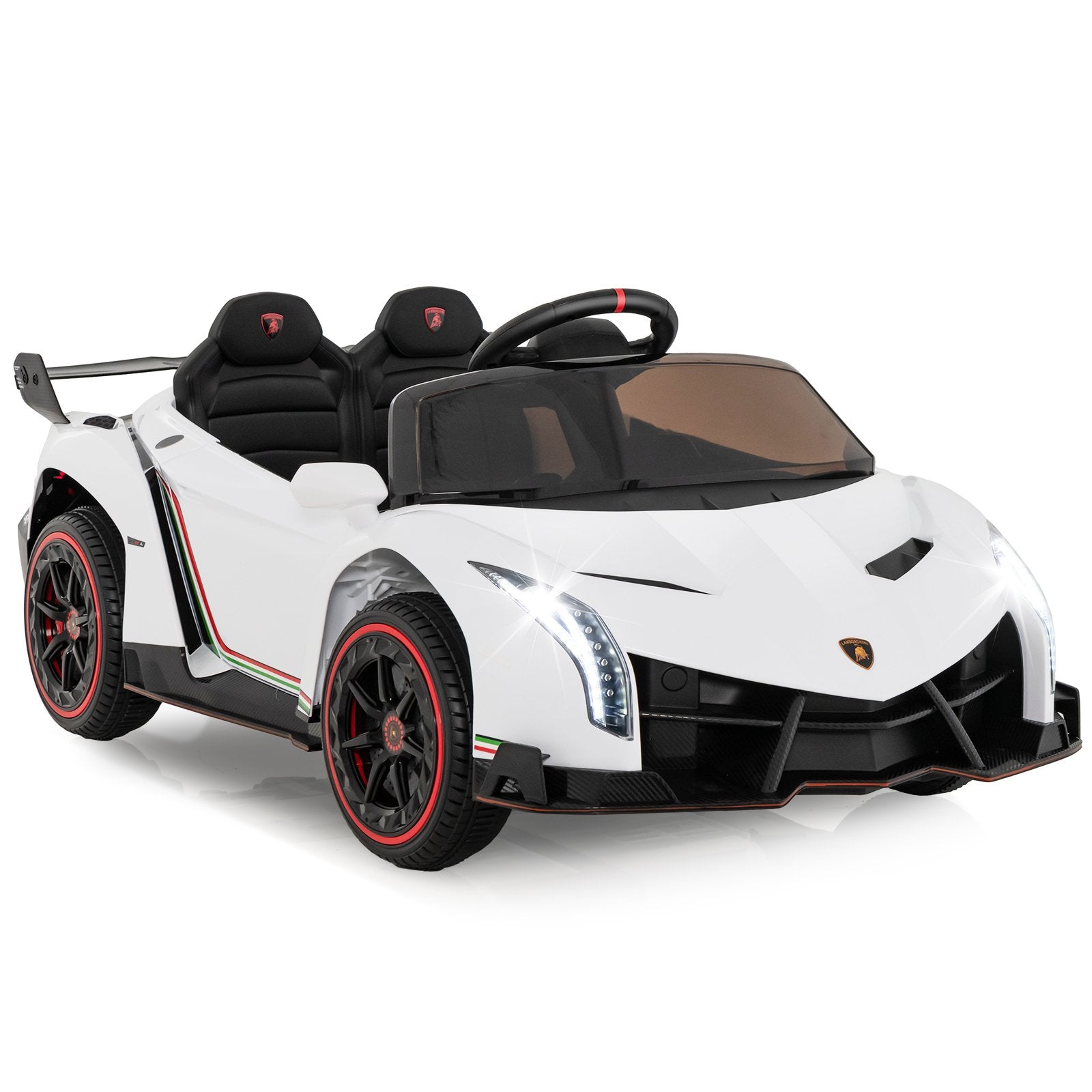 4WD Kids Ride On Sports Car Lamborghini with Taillights-White