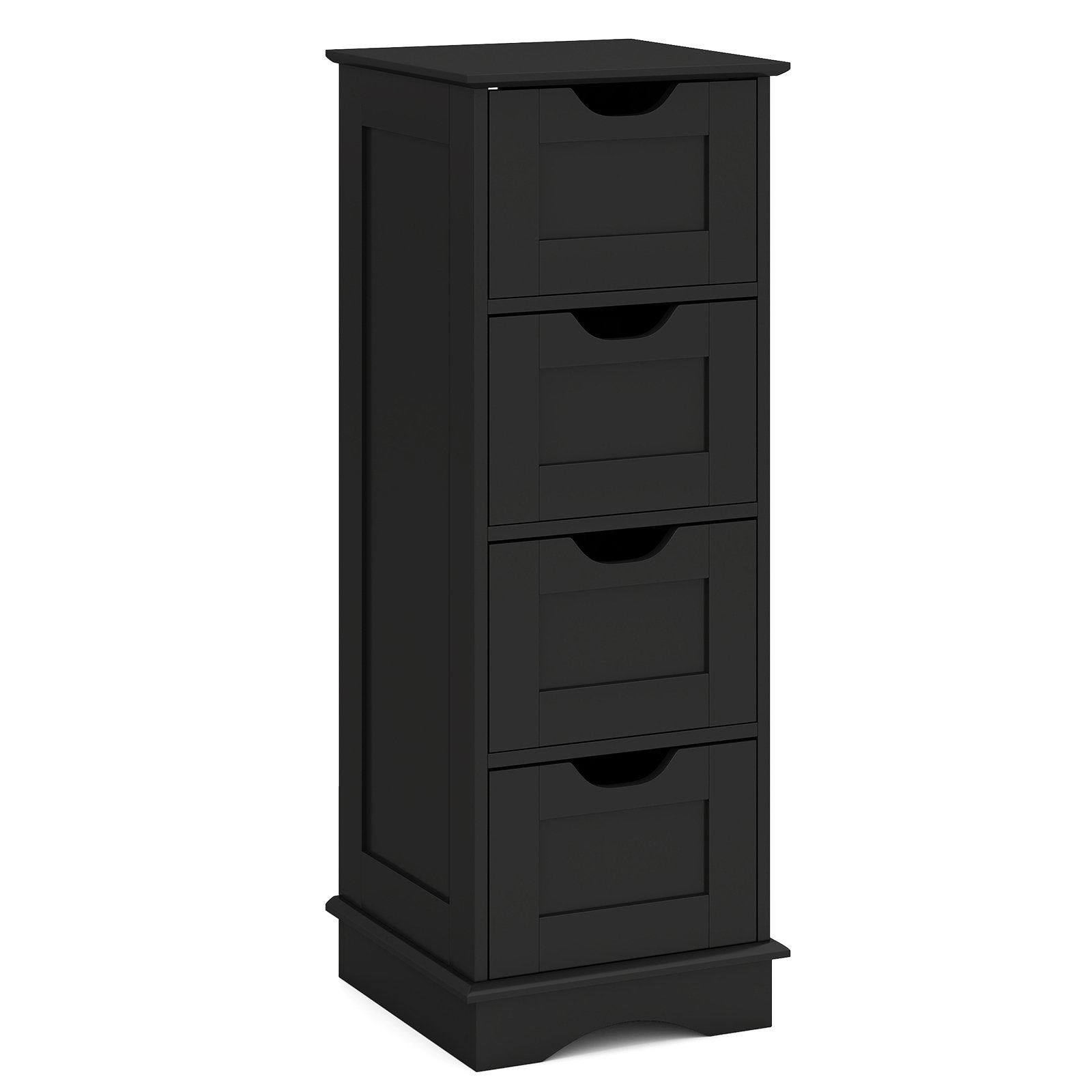 4-Drawer Bathroom Cabinet Narrow Floor Standing Cabinet-Black