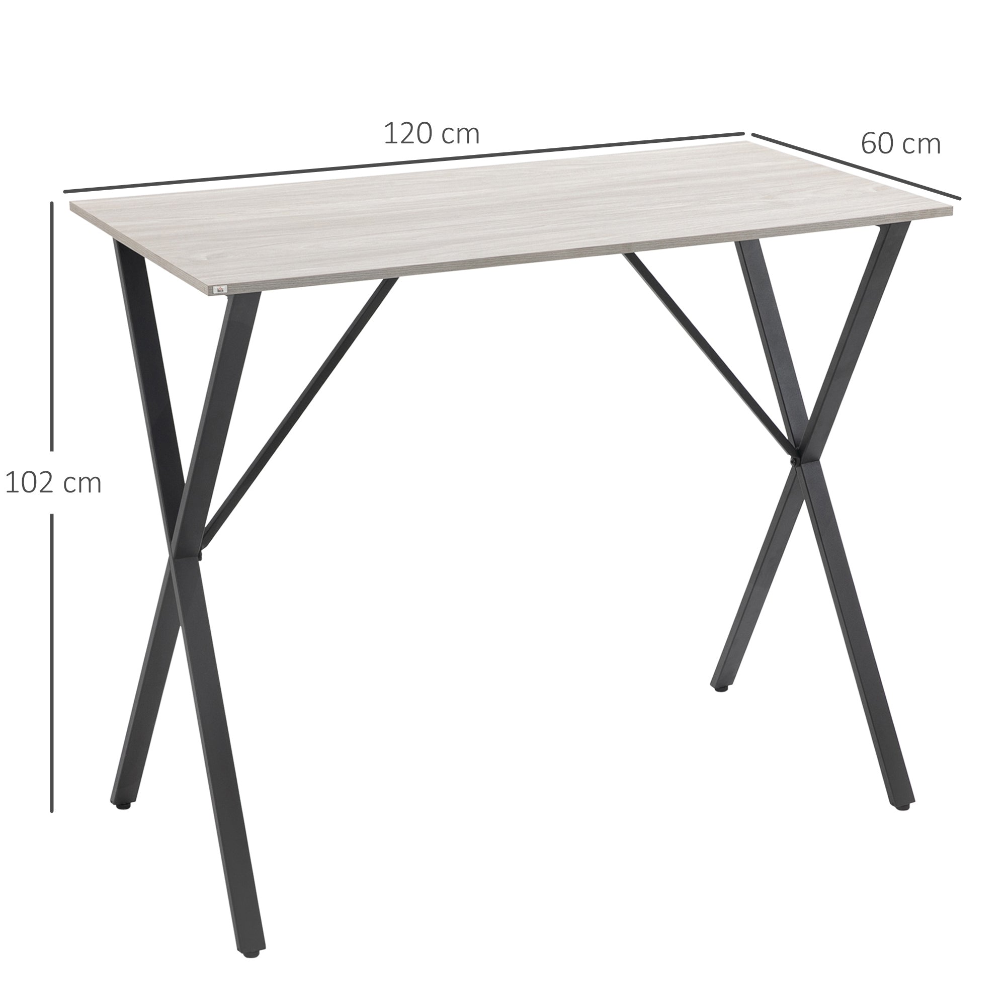 HOMCOM 120 cm Rectangular Bar Table for 4 People, Modern Breakfast Bar Table with Wood Effect Tabletop, Steel Legs, Coffee Desk for Living Room, White