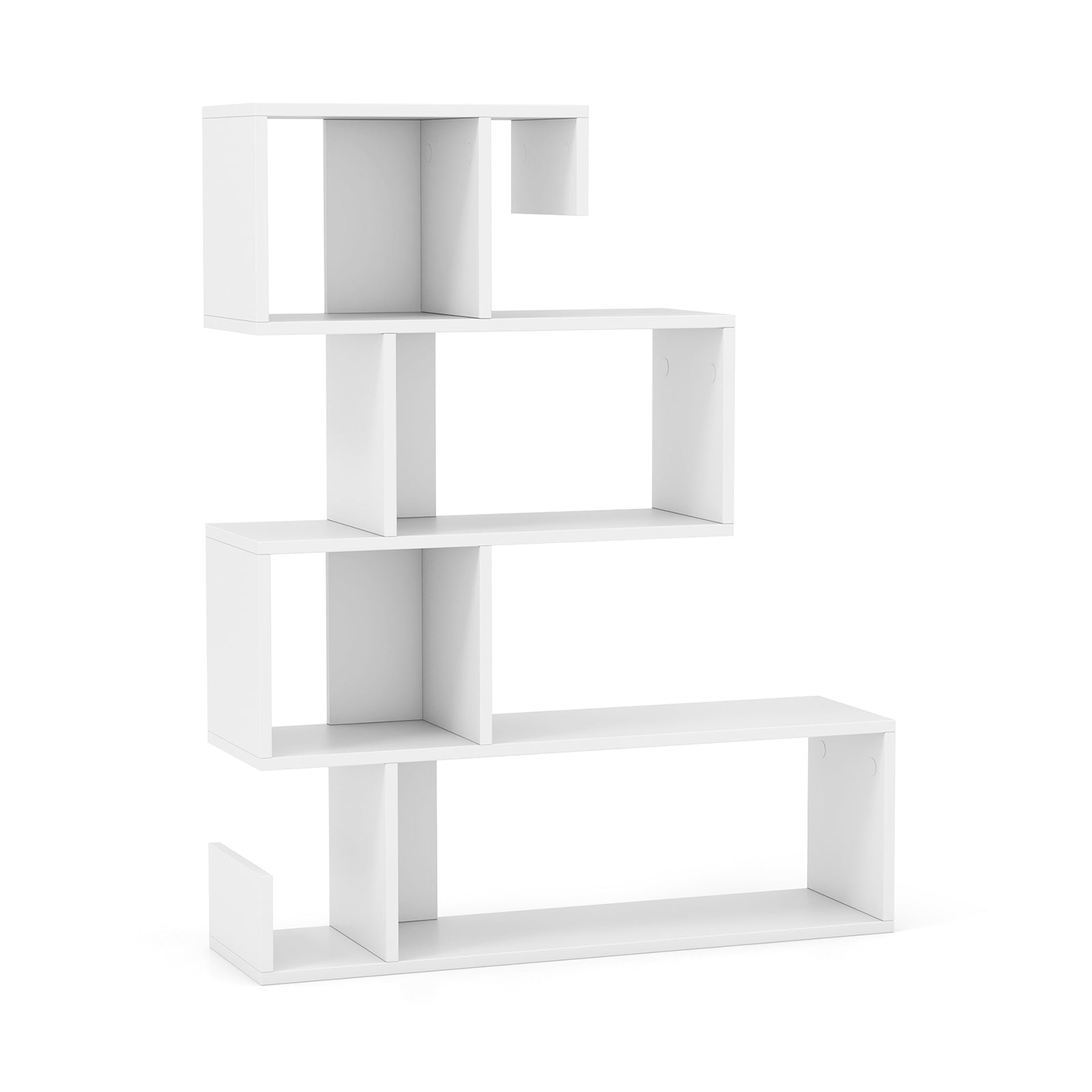 5-Tier S-Shaped Bookshelf with Open Cubes and Anti-Toppling Kits-White