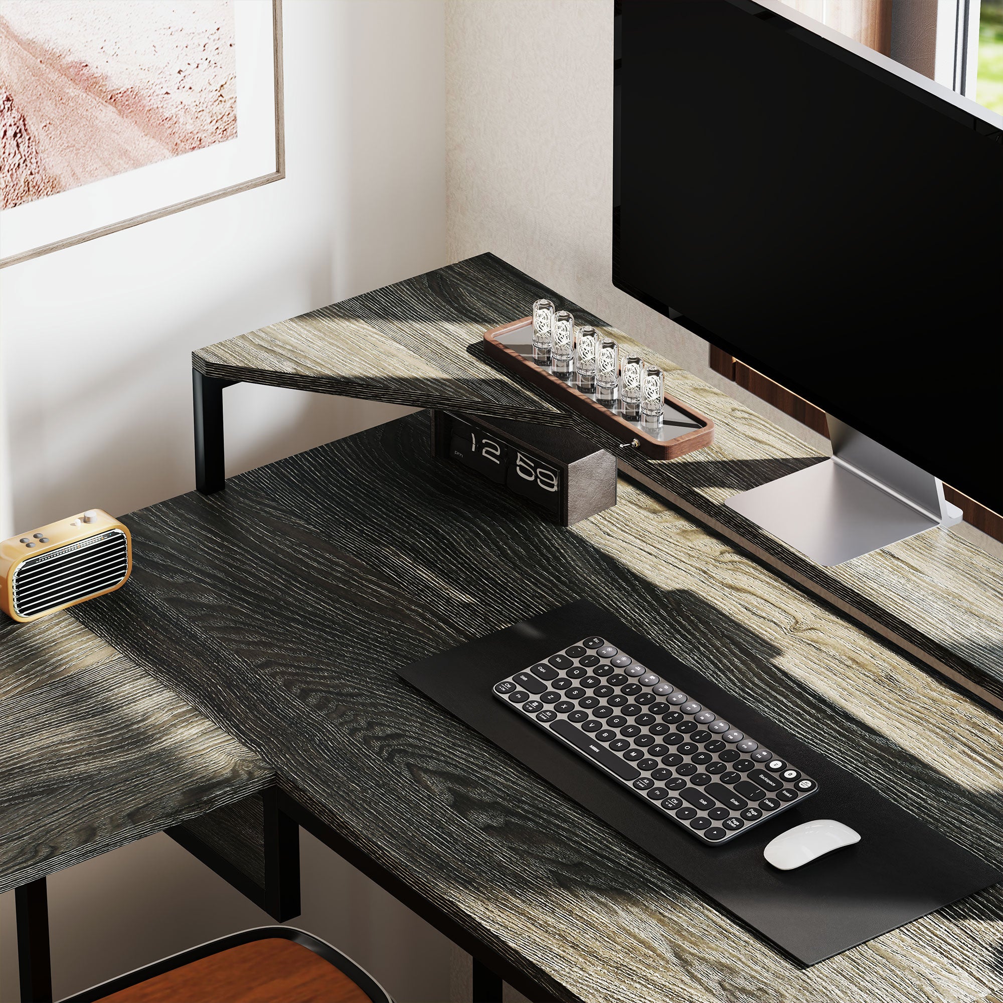 HOMCOM Industrial 'L' Shaped Multi-Work Desk - Charcoal Grey