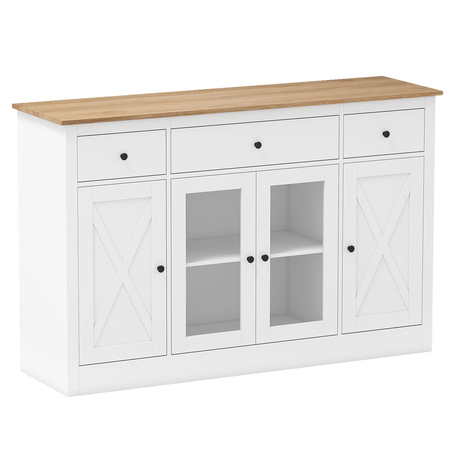 55‚Äù Large Buffet Sideboard Kitchen Storage Modern Coffee Bar Cabinet-White
