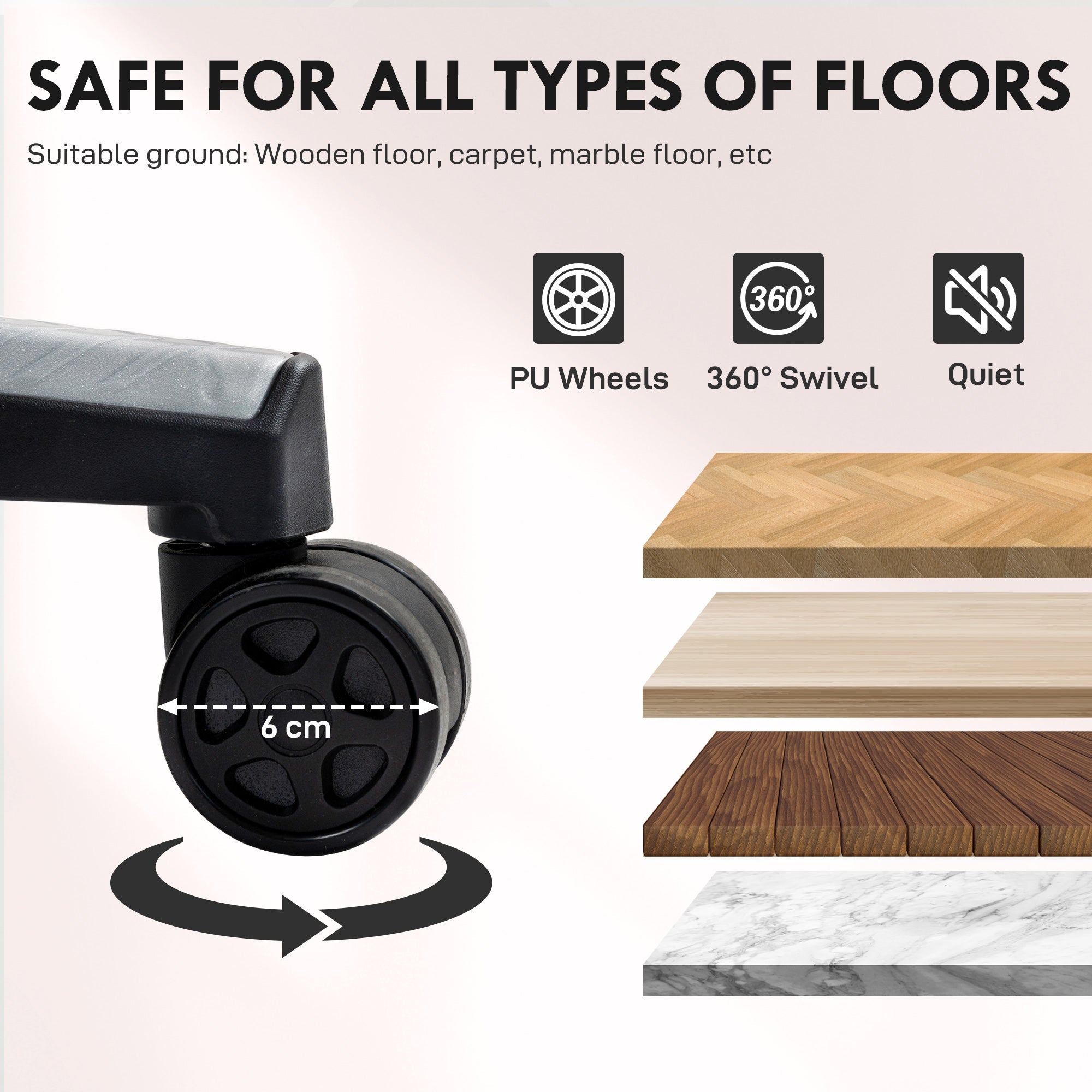 HOMCOM Fabric Gaming Chair with Lumbar Support, Headrest - Pale Pink