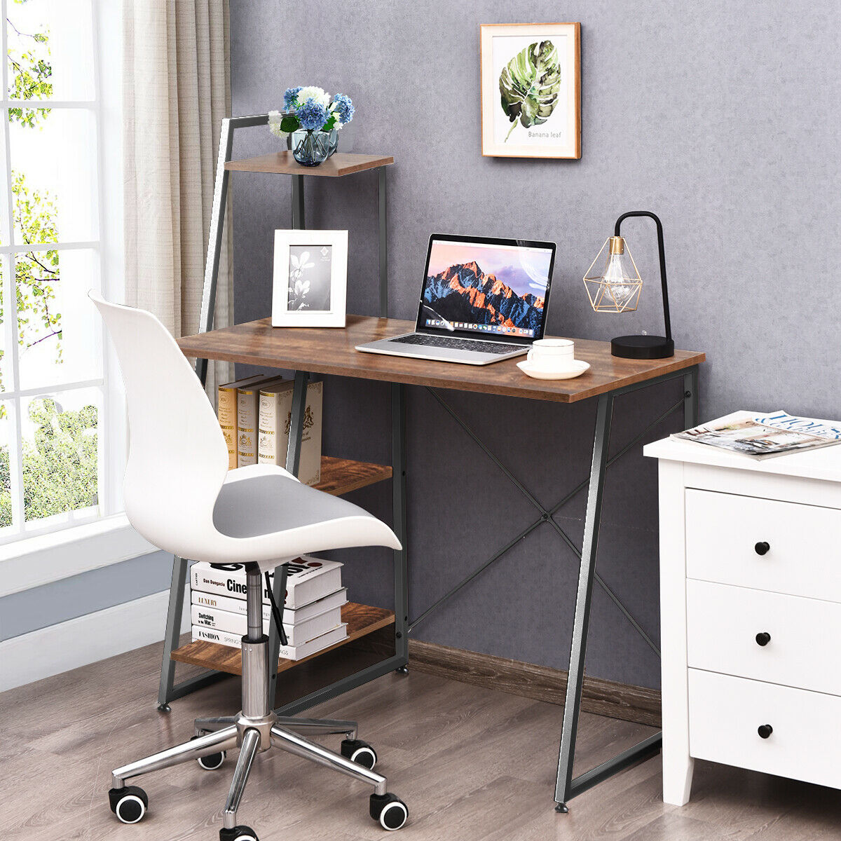 Computer Desk Adjustable Ergonomic Workstation-Coffee