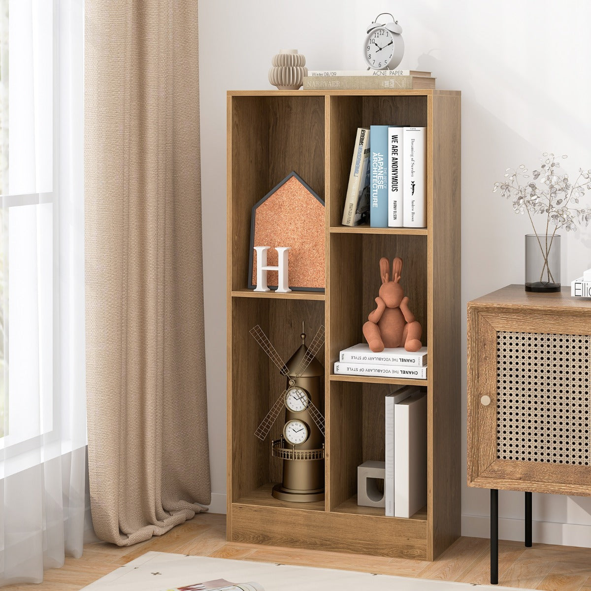 5 Cube Bookcase for Kids-Natural