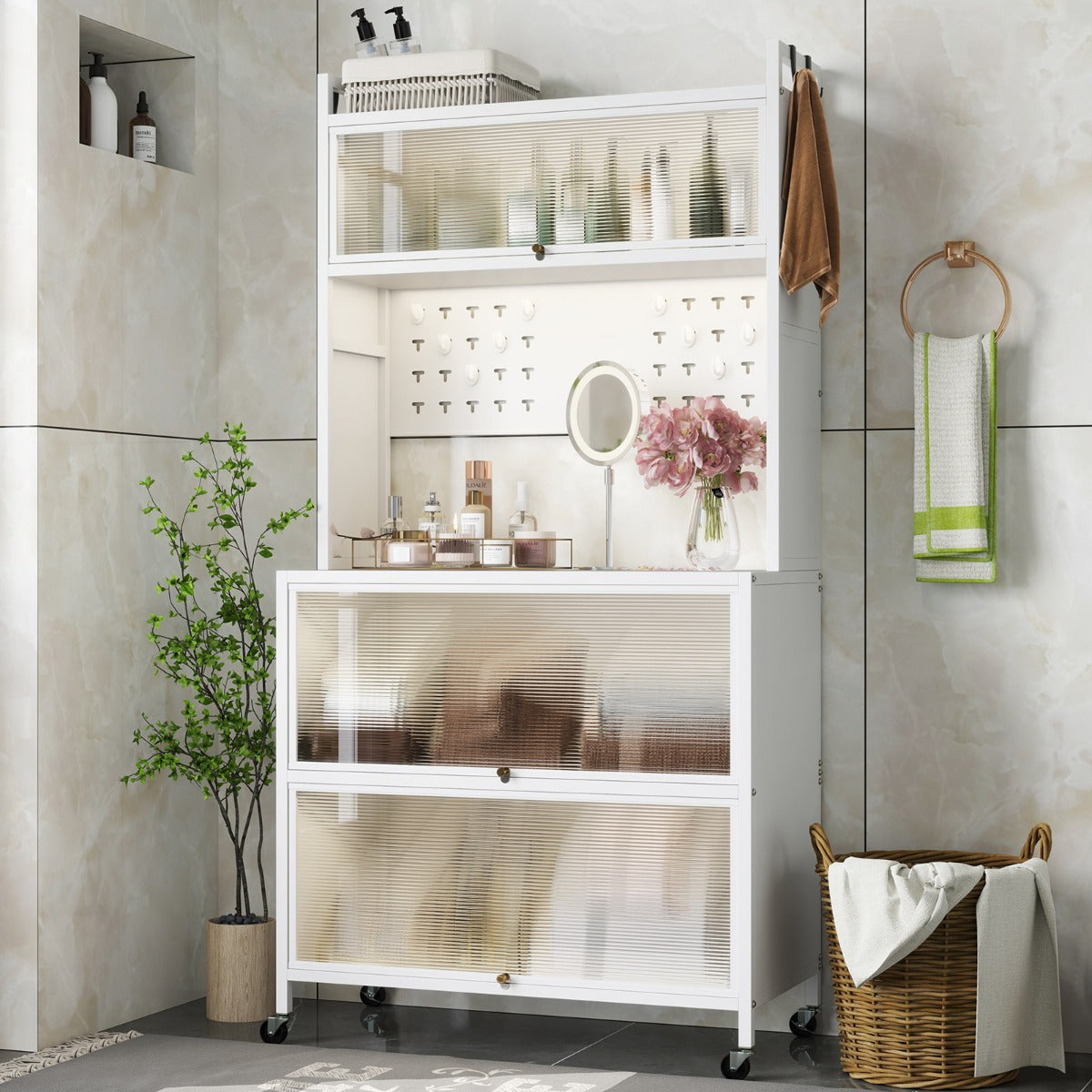 5 Tier Kitchen Bakers Rack Multifunctional Microwave Stand-White