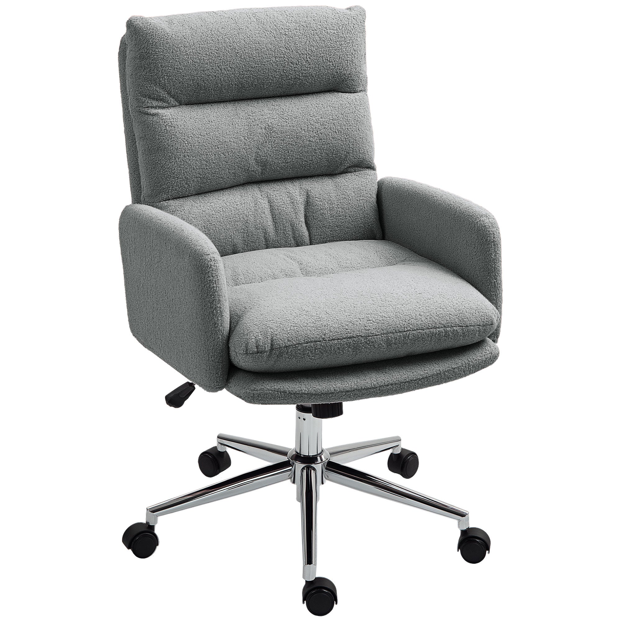 HOMCOM 91-99cm Sherpa Fleece Office Chair - Grey