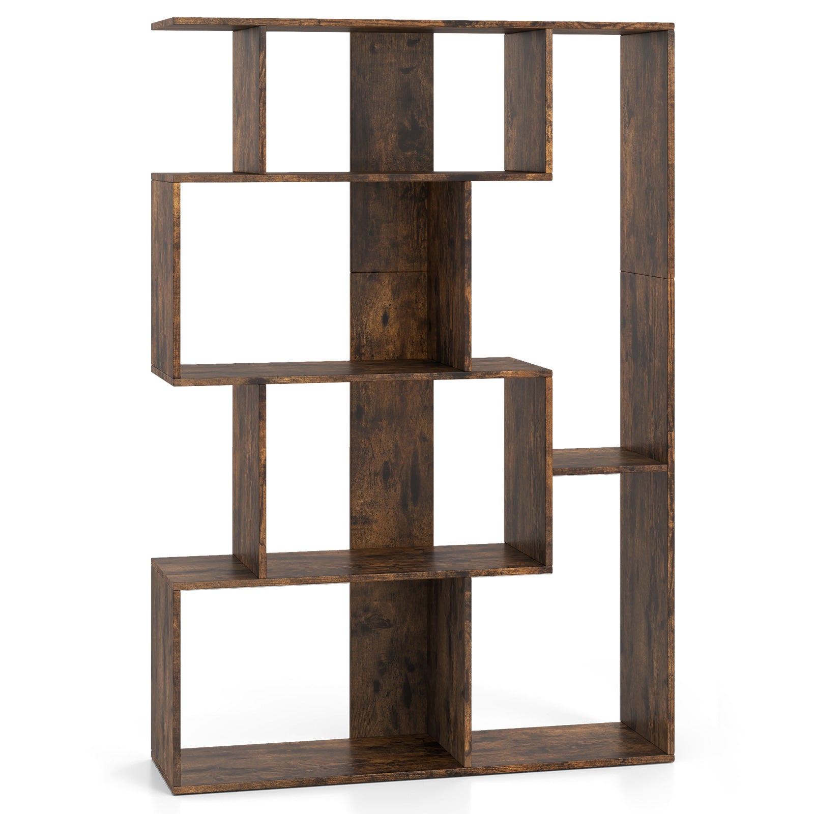 6-Cube Open-back Geometric Bookshelf with Anti-tip Kits-Coffee