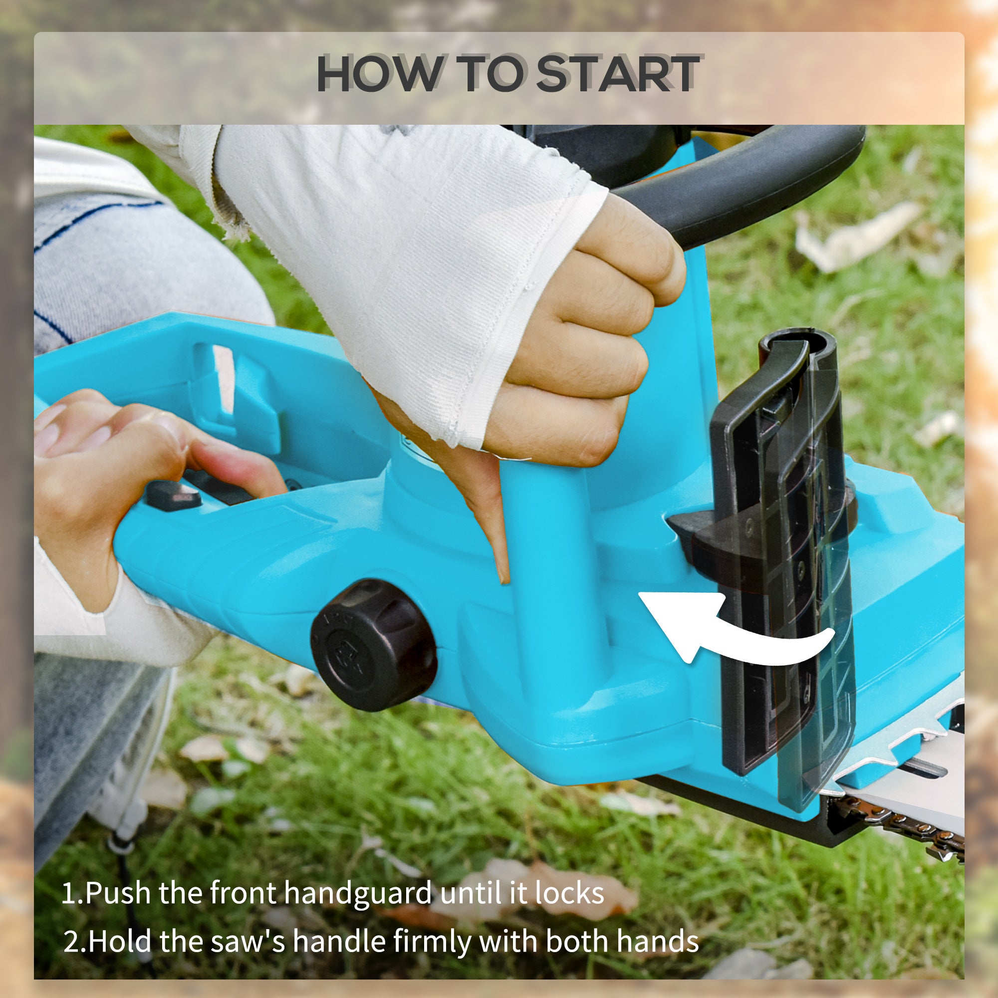 DURHAND Aluminium Chainsaw with Double Brake Protection and Bar Cover, 2000 W, 40 cm, for Wood, Trees and Branches, Blue