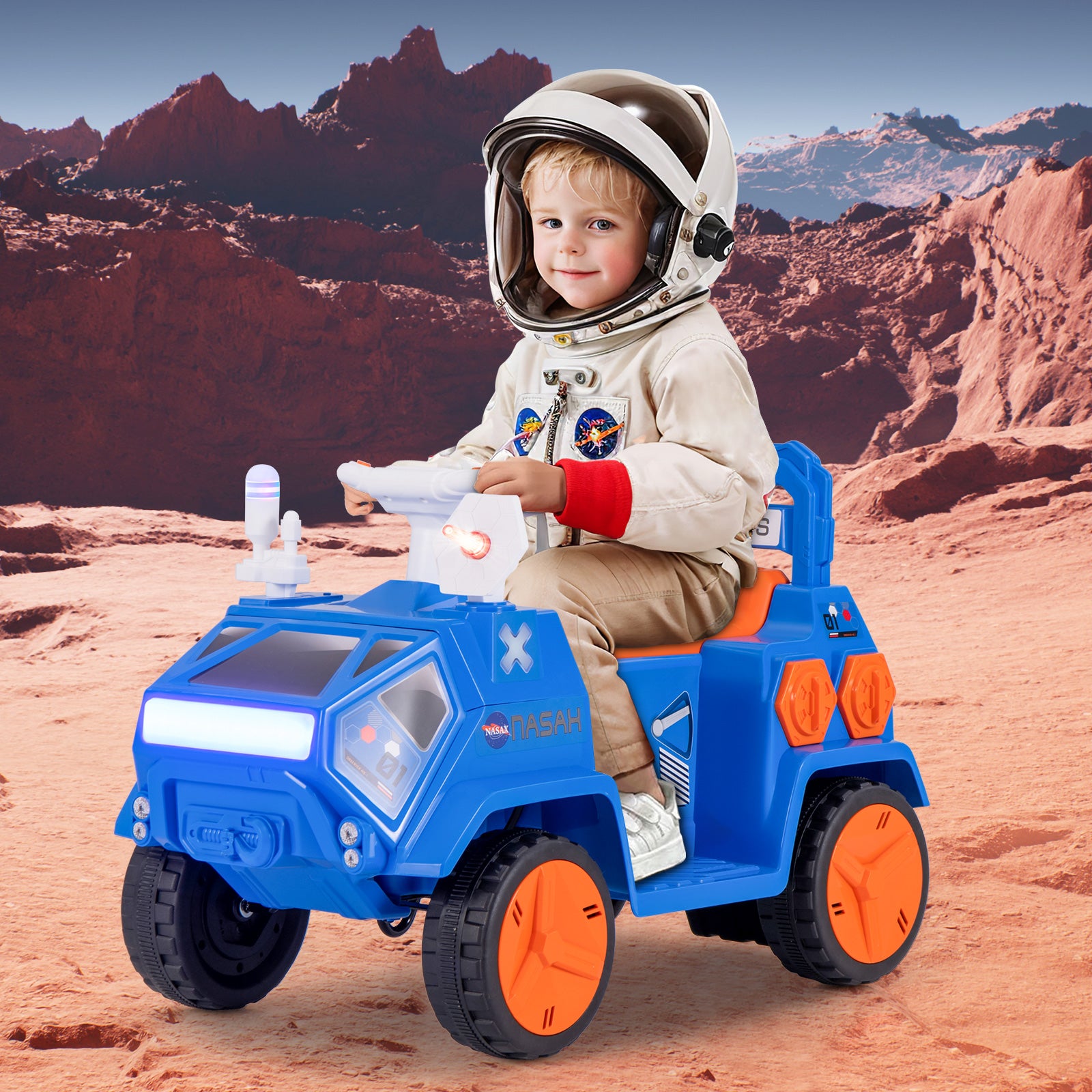 6V Kids Ride-on Car with Music with Radar and Alarm Button-Navy