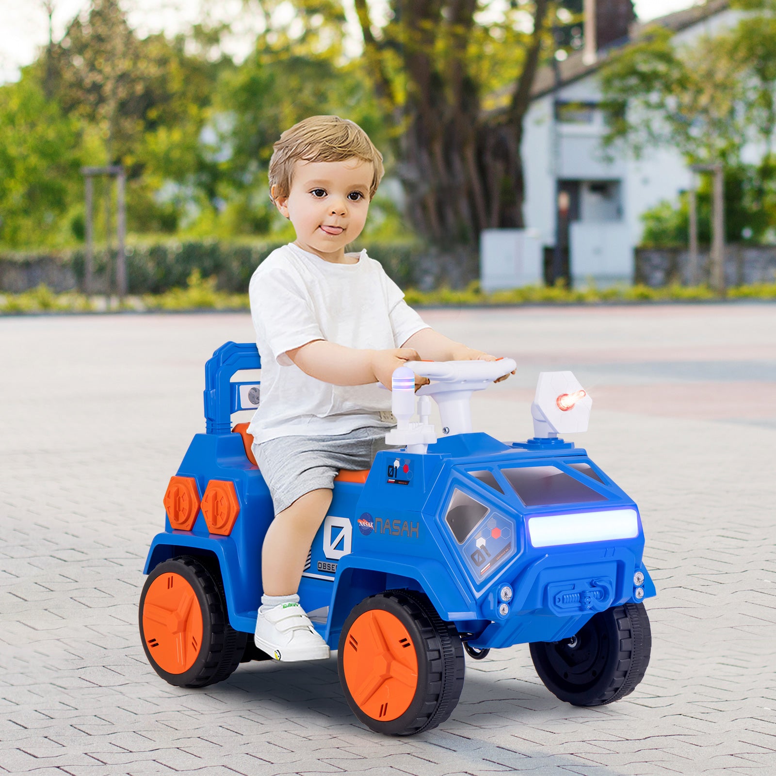 6V Kids Ride-on Car with Music with Radar and Alarm Button-Navy
