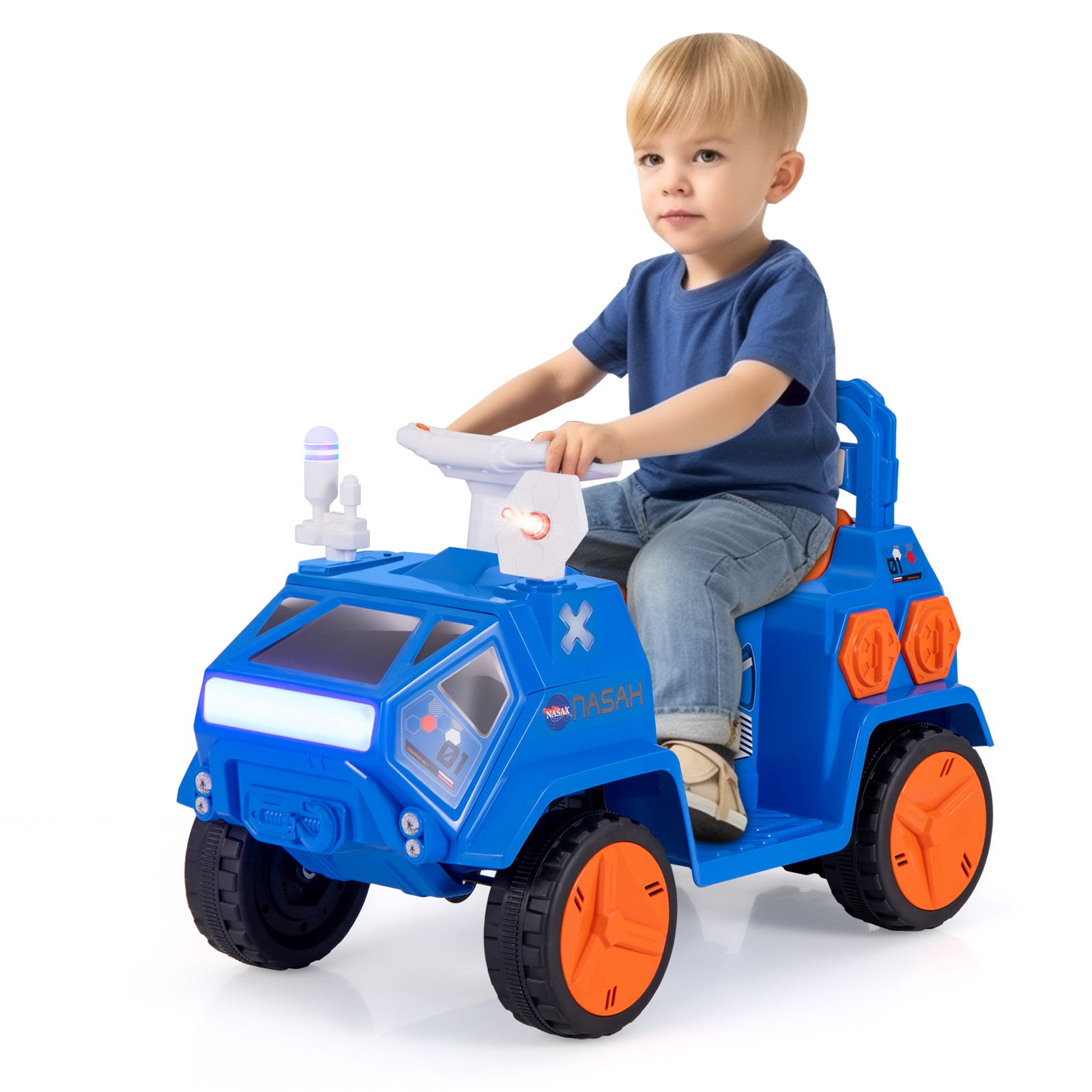 6V Kids Ride-on Car with Music with Radar and Alarm Button-Navy