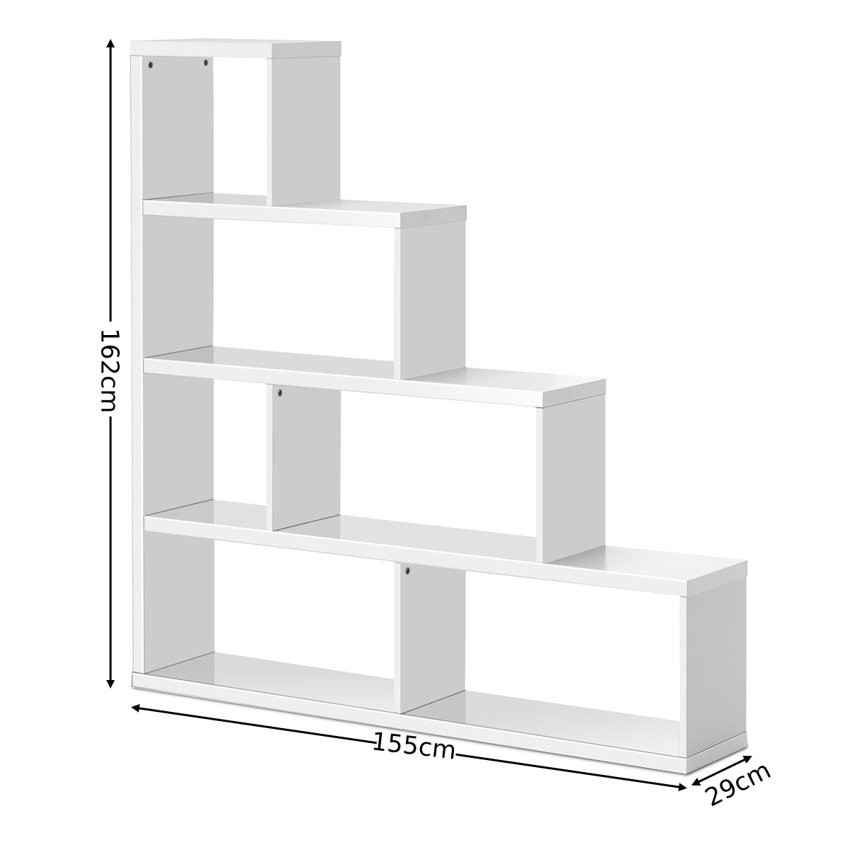 6-Cube Ladder Bookcase for Living Room Study Office-White