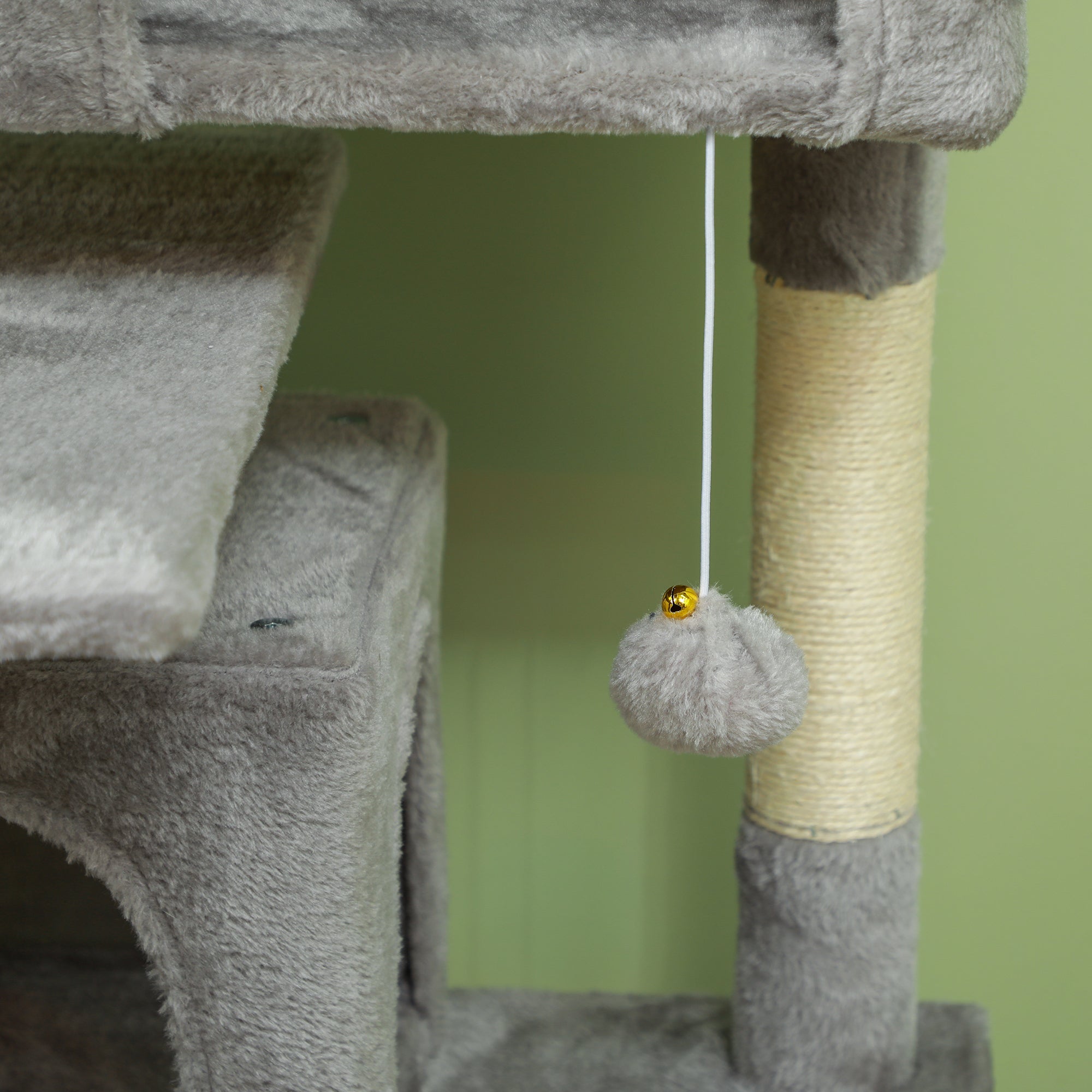 PawHut 138cm Cat Tree, Multi-Level Cat Tower with Scratching Posts and Pad, Bed, Condos, Platforms, Toy Balls, Light Grey