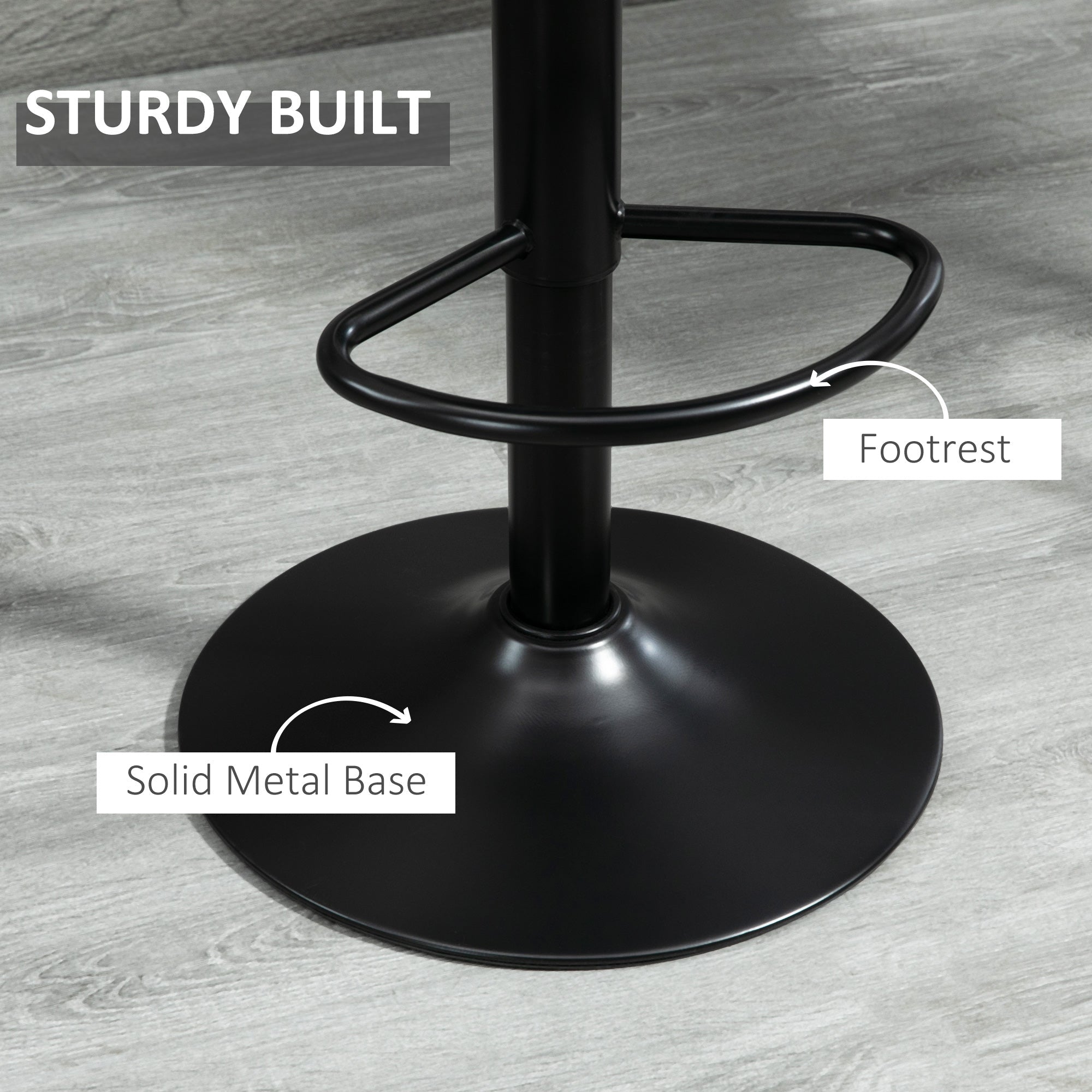 HOMCOM Modern Bar Stools Set of 2, Height Adjustable Swivel Bar Chairs with Backrest, Gas Lift and Footrest, Microfibre Barstools for Breakfast Counter, Kitchen Island, Grey