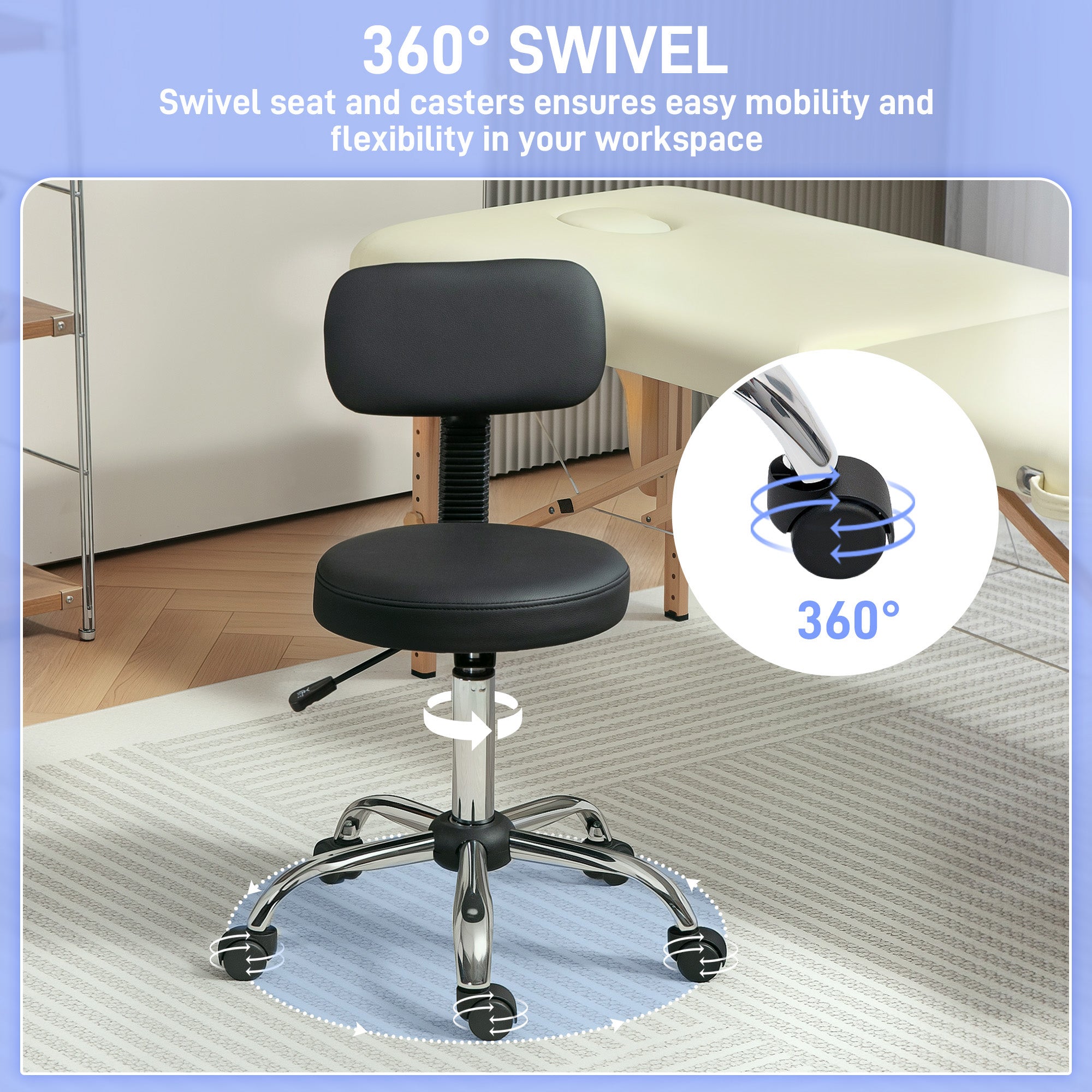 HOMCOM 360√Ç¬∞ Swivel Seat Salon Stool - Black