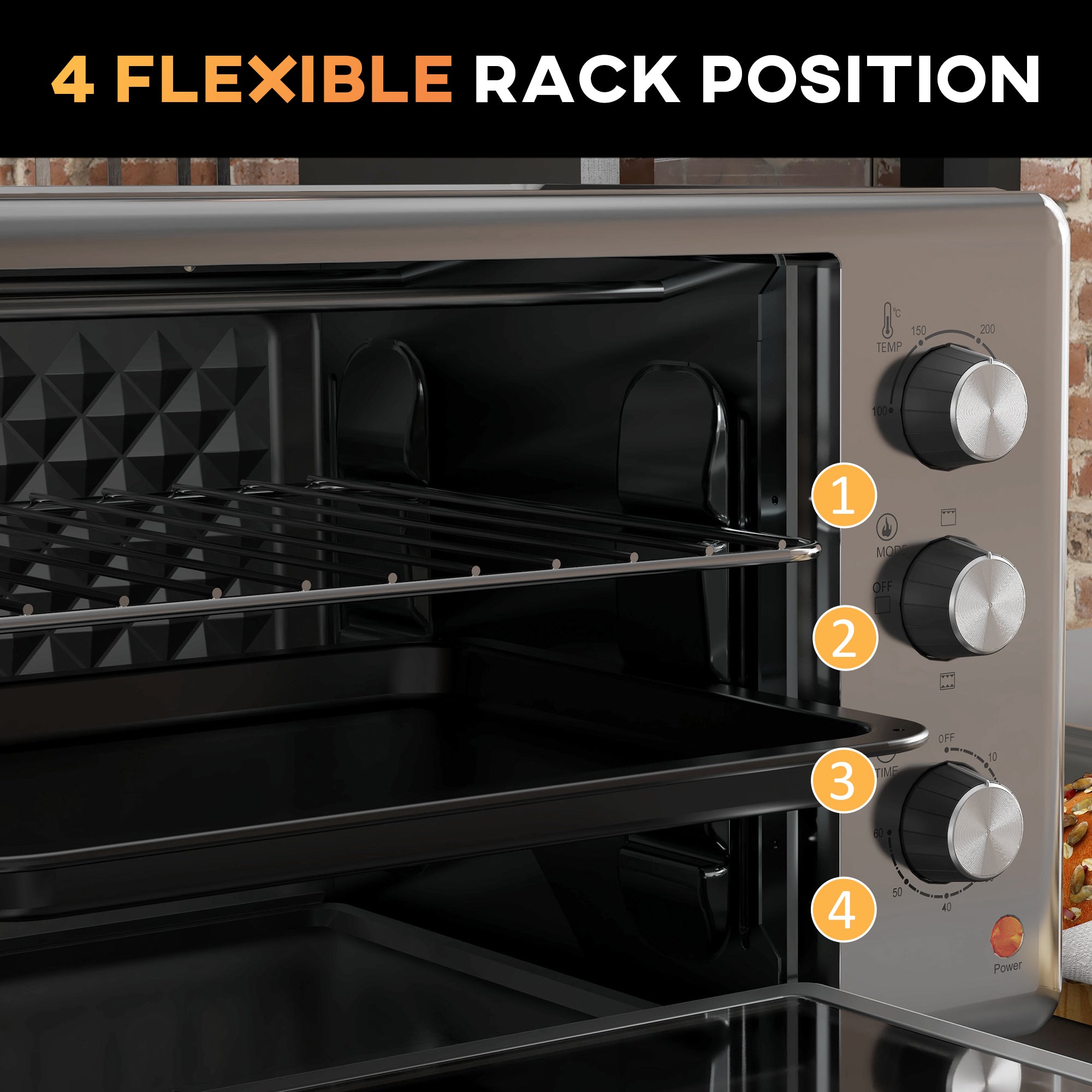 HOMCOM 30L 60-230√¢‚Äû∆í Mini Electric Oven, with Accessories - Silver Tone