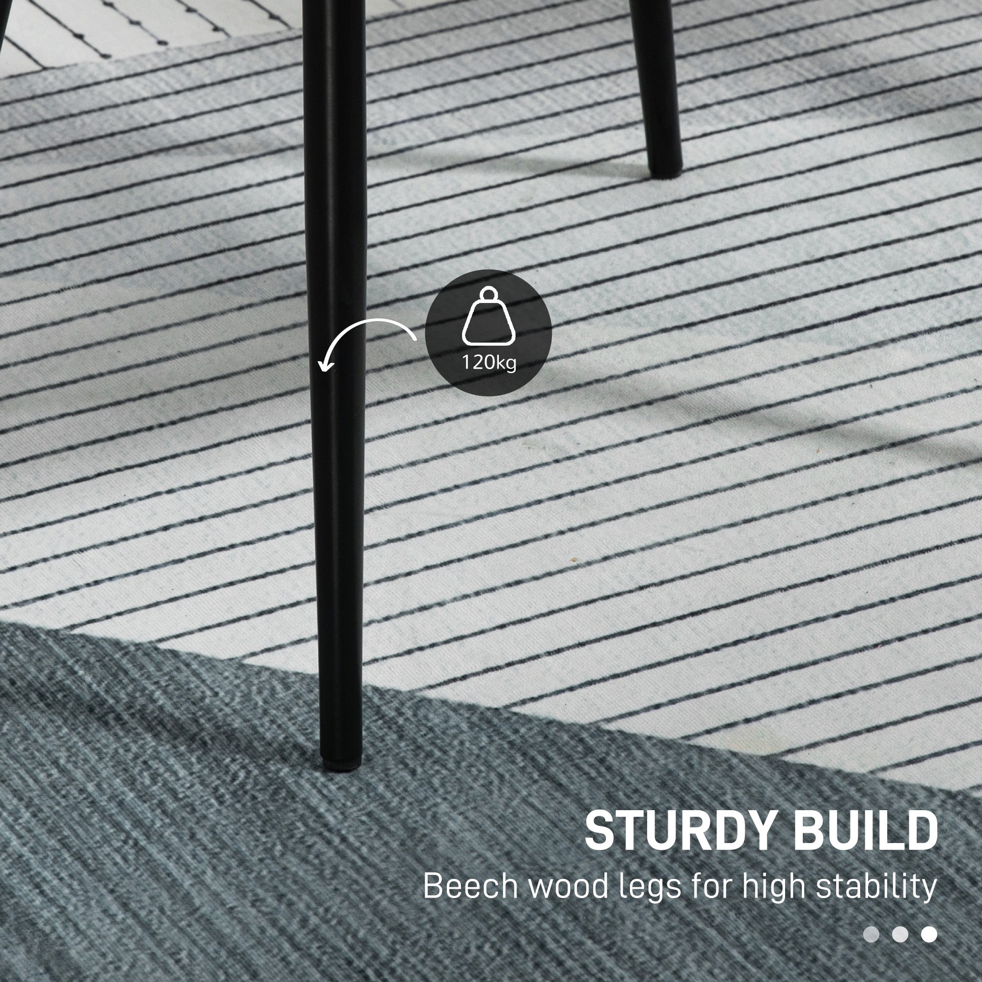 HOMCOM Dining Chairs Set of 4, Upholstered Linen Fabric Kitchen Chairs with Metal Legs for Living Room Dining Room, Light Grey