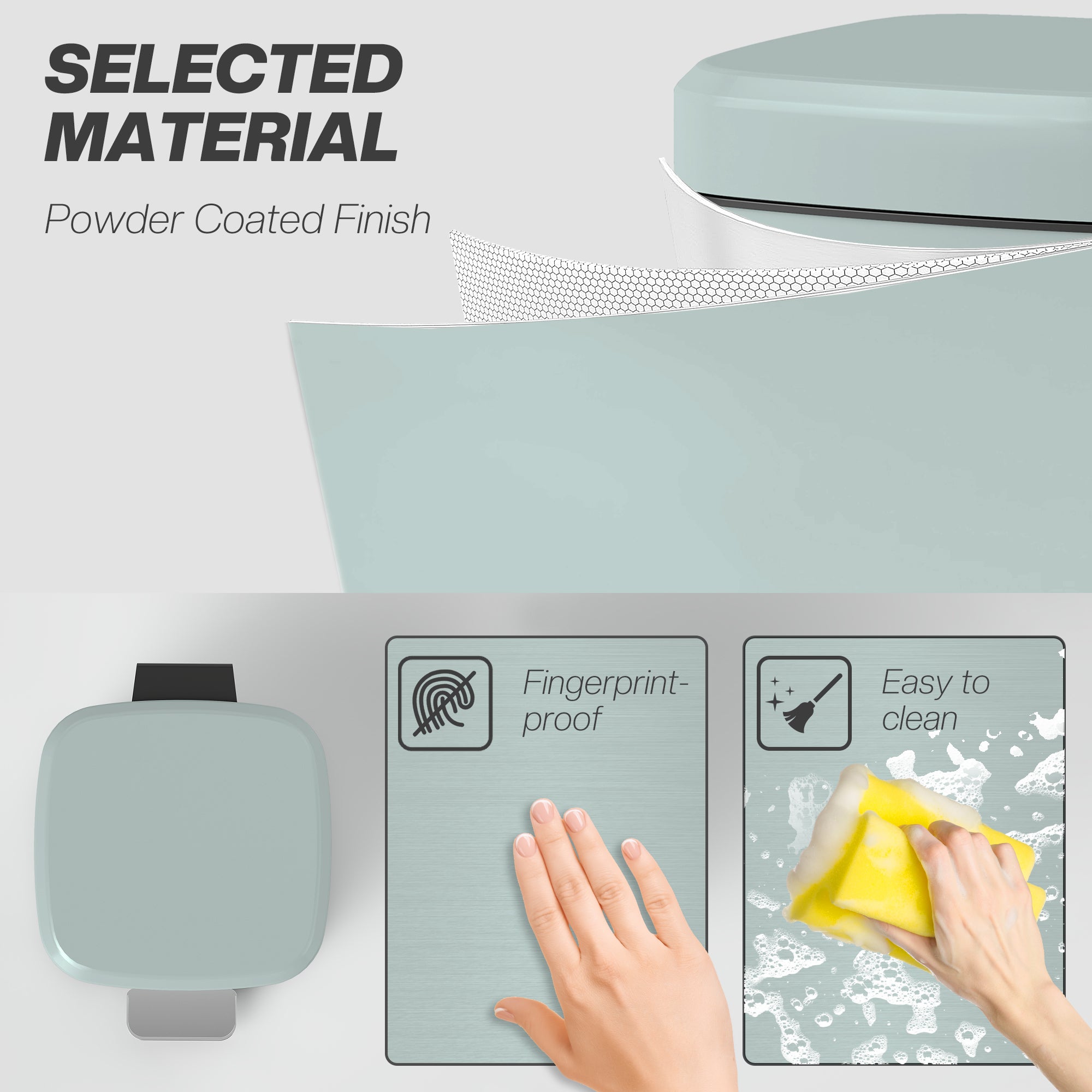 HOMCOM 12L Modern Boxy Metal Home Kitchen Bin - Light Green