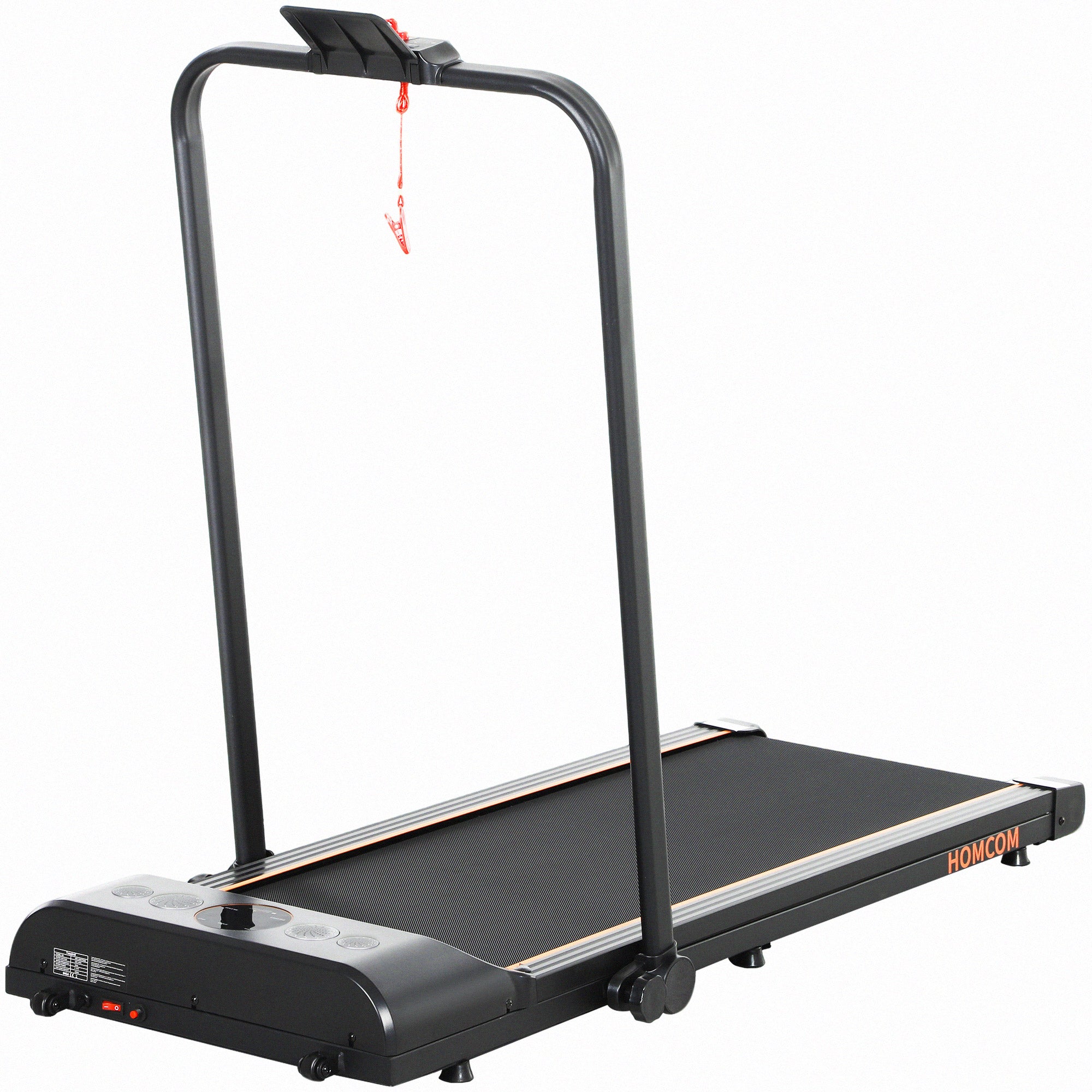 HOMCOM Foldable Walking Treadmill, with LED Display and Wheels, for Home, Office, Fitness Studio, Orange