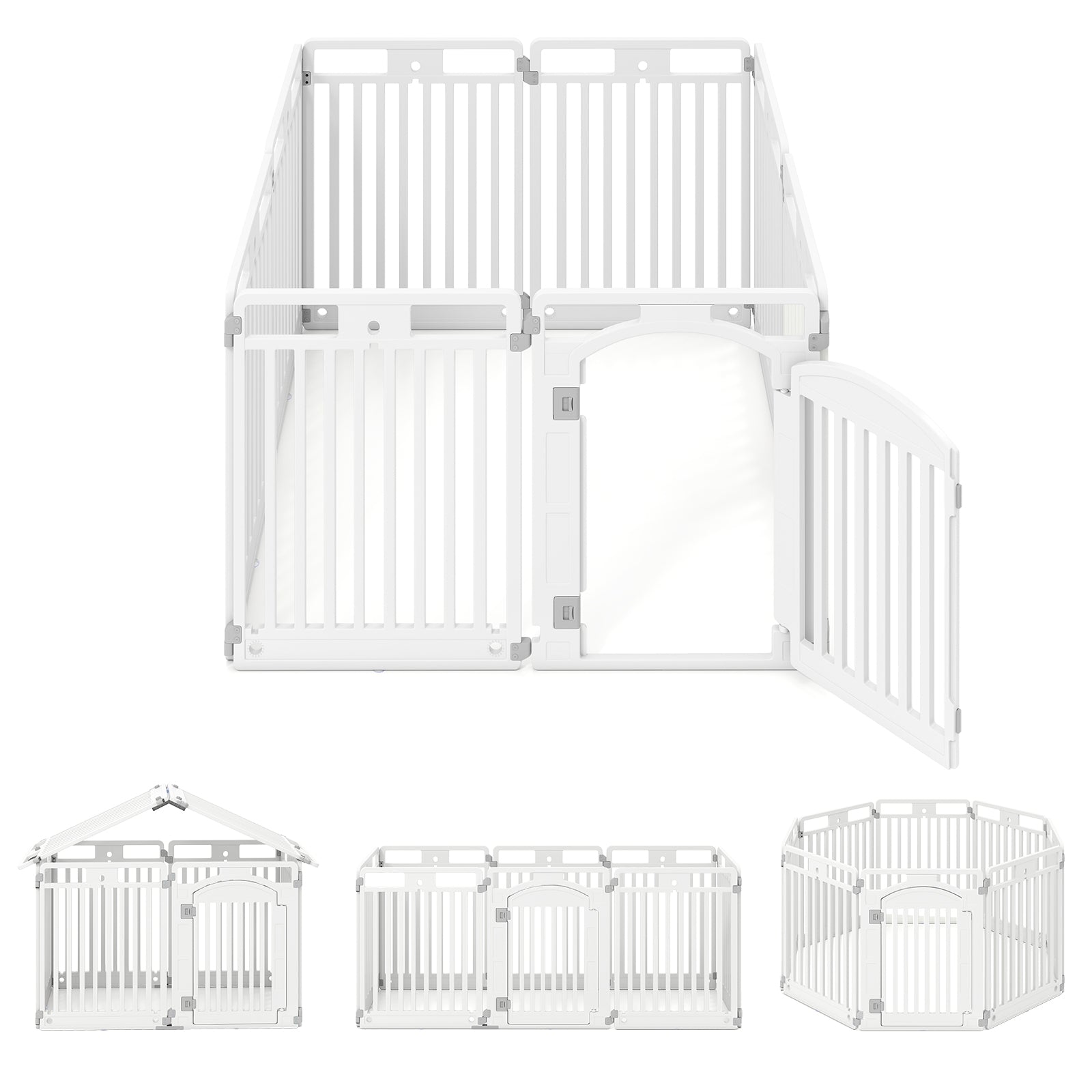 8-Panel 80CM Tall Plastic Dog Panel-White