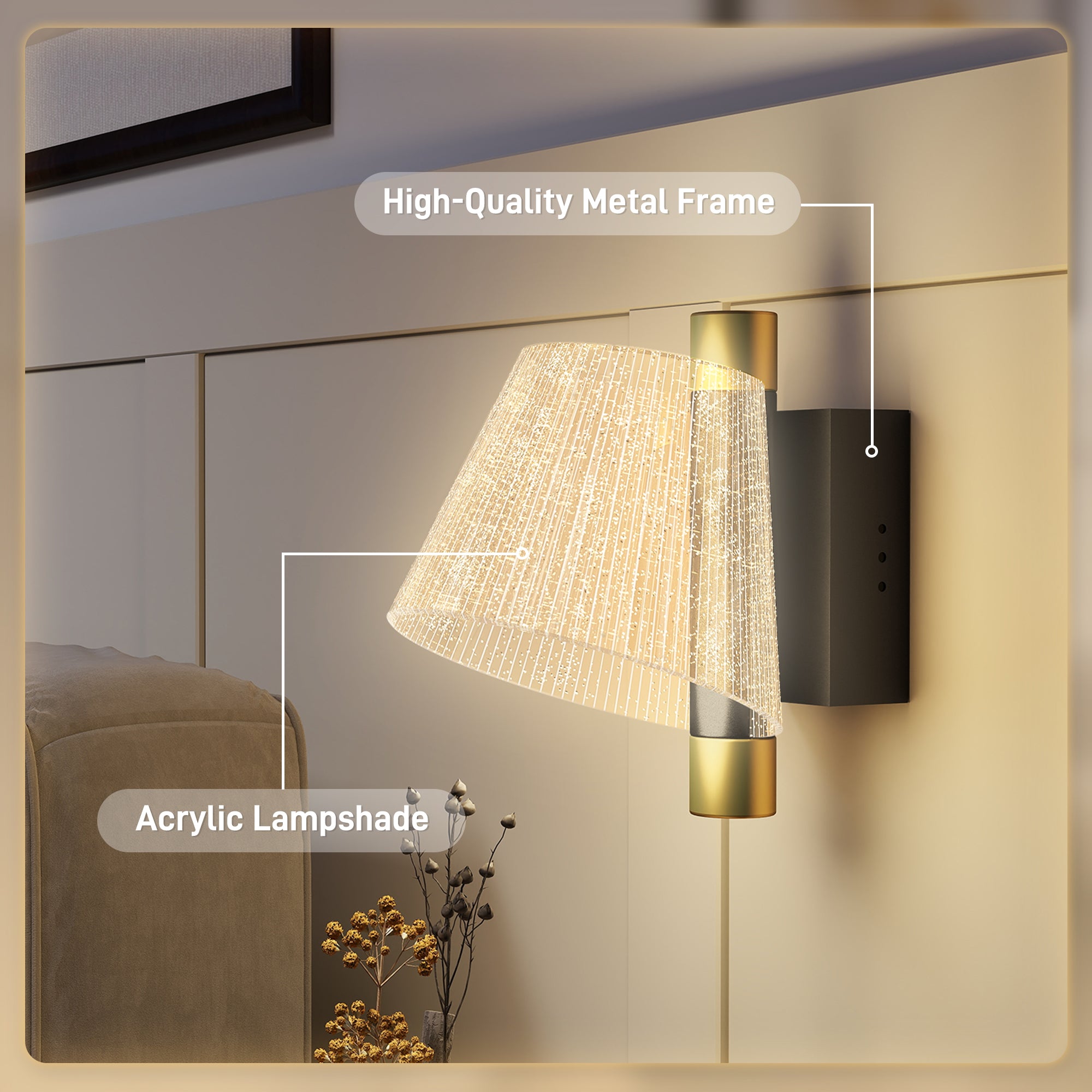 HOMCOM Led Wall Lamp 2 Pack, 5W Modern Indoor Starry Wall Light, Colour Temperature Adjustable 3000K/4000K/6500K, for Bedroom, Living Room, Hallway, Stairs, Black