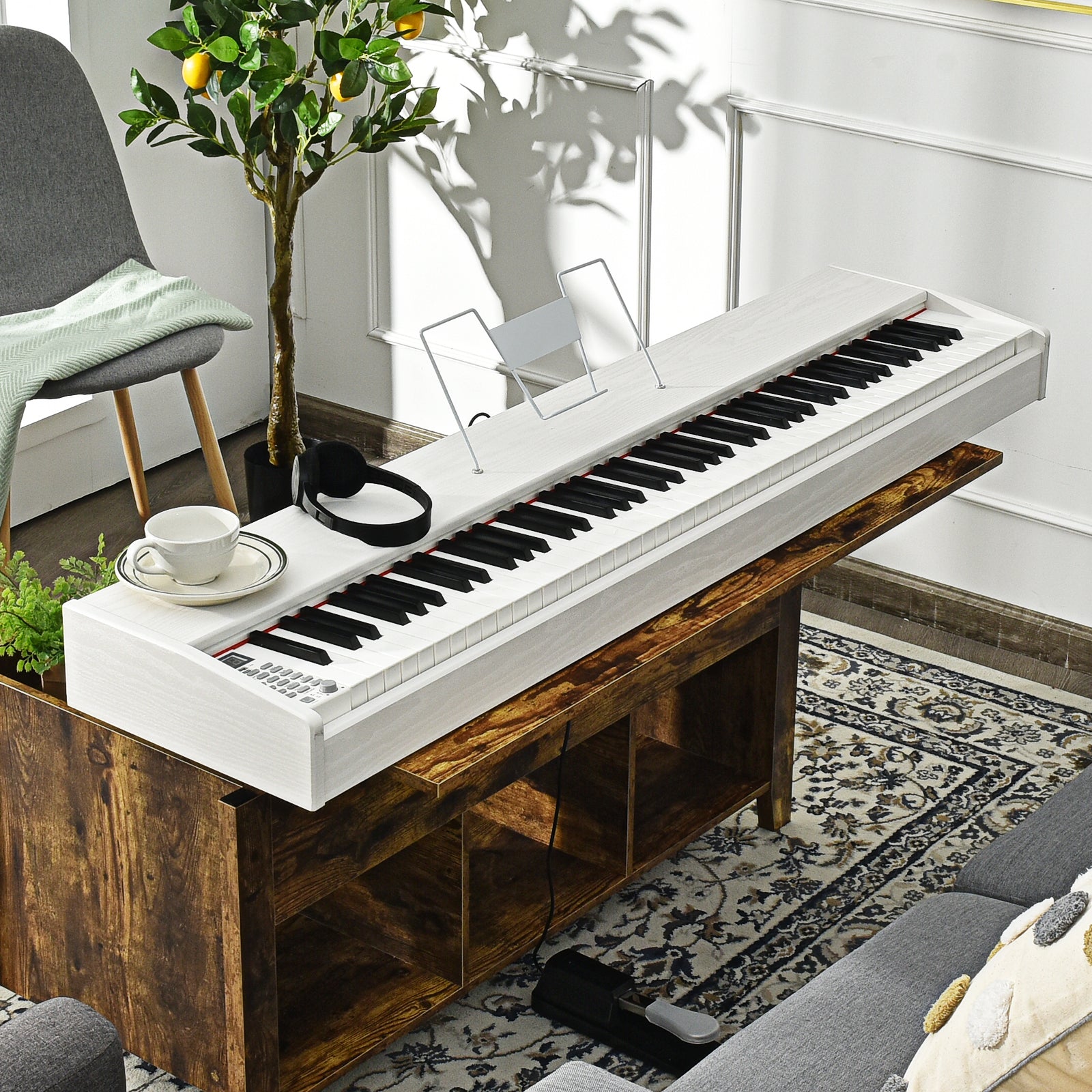 Full Size Weighted 88-Key Digital Piano for Beginner-White