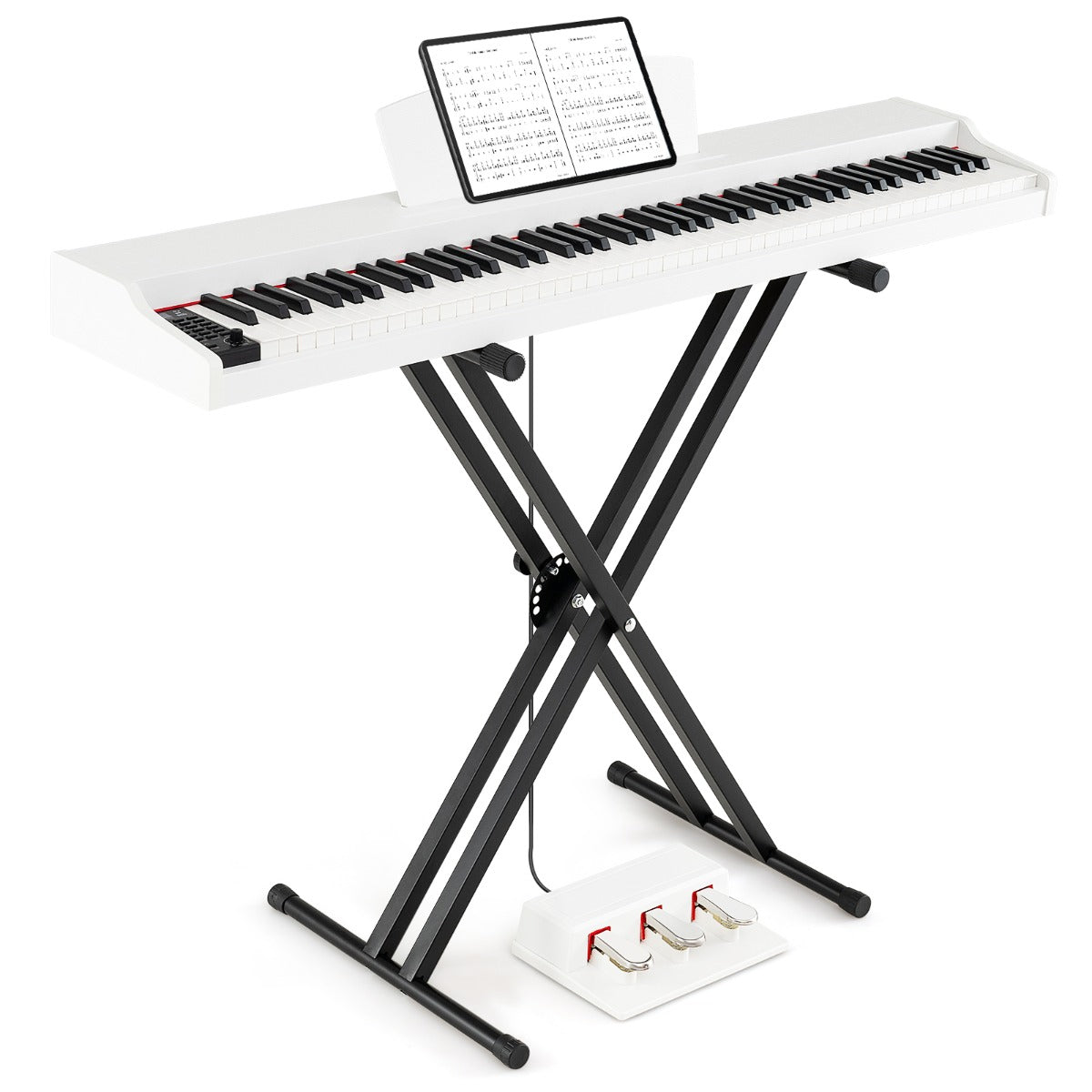 88-Key Keyboard Piano Set Full Size Semi-weighted Digital Piano-White
