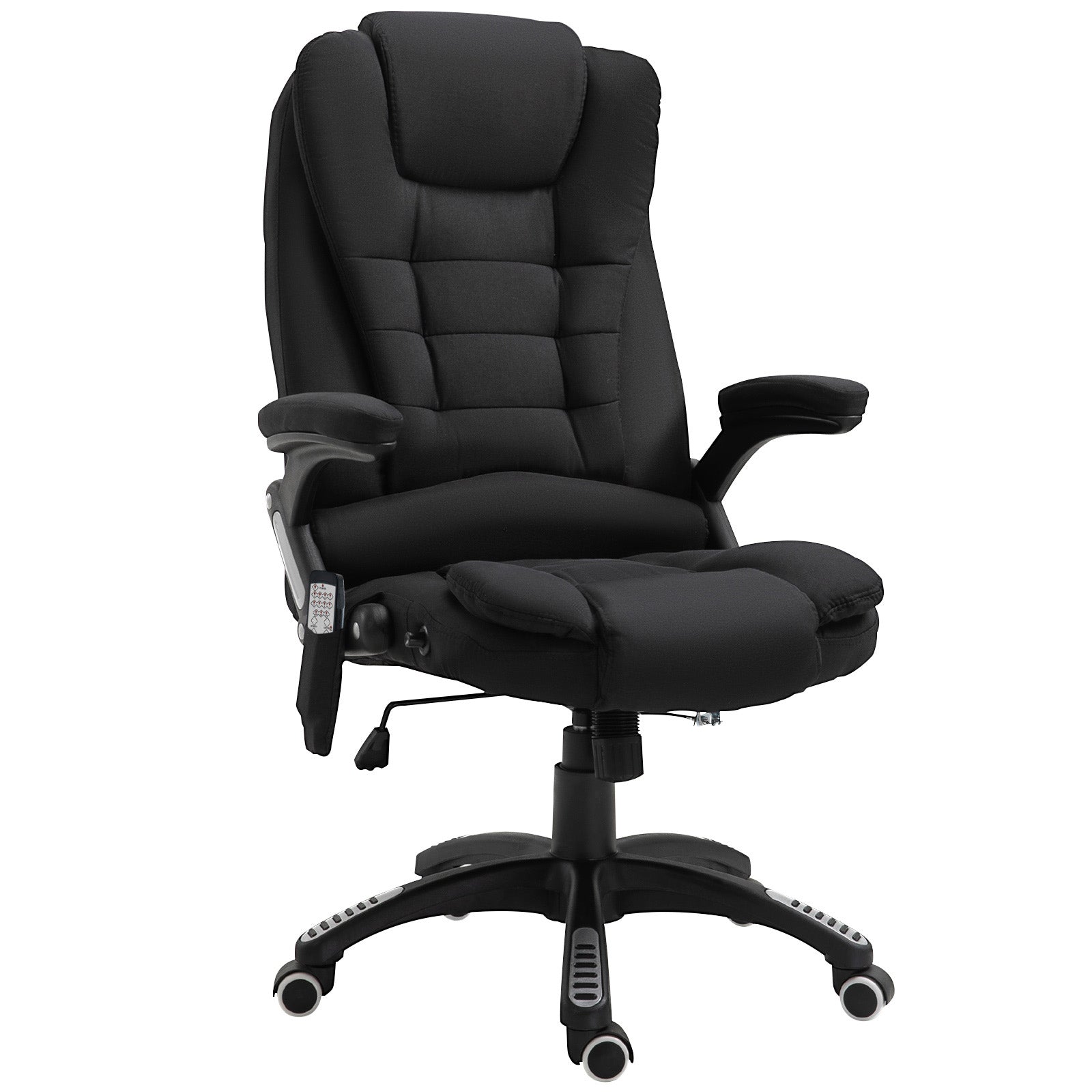 Vinsetto Massage Recliner Chair Heated Office Chair with Six Massage Points Linen-Feel Fabric 360√Ç¬∞ Swivel Wheels Black