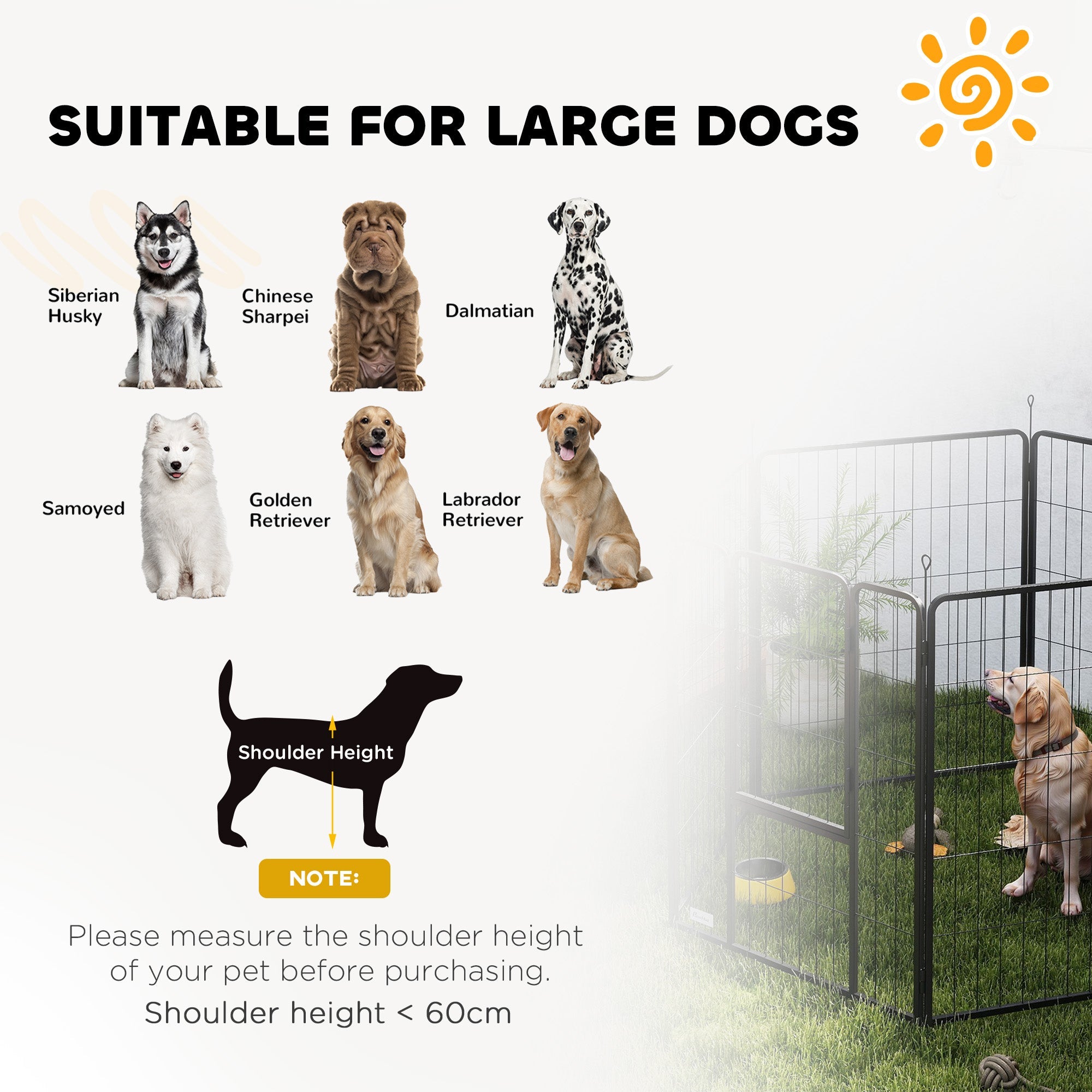 PawHut 6 Panels Dog Playpen, Portable Detachable Puppy Pen with Door, for Large Dogs, 100cm High, Grey