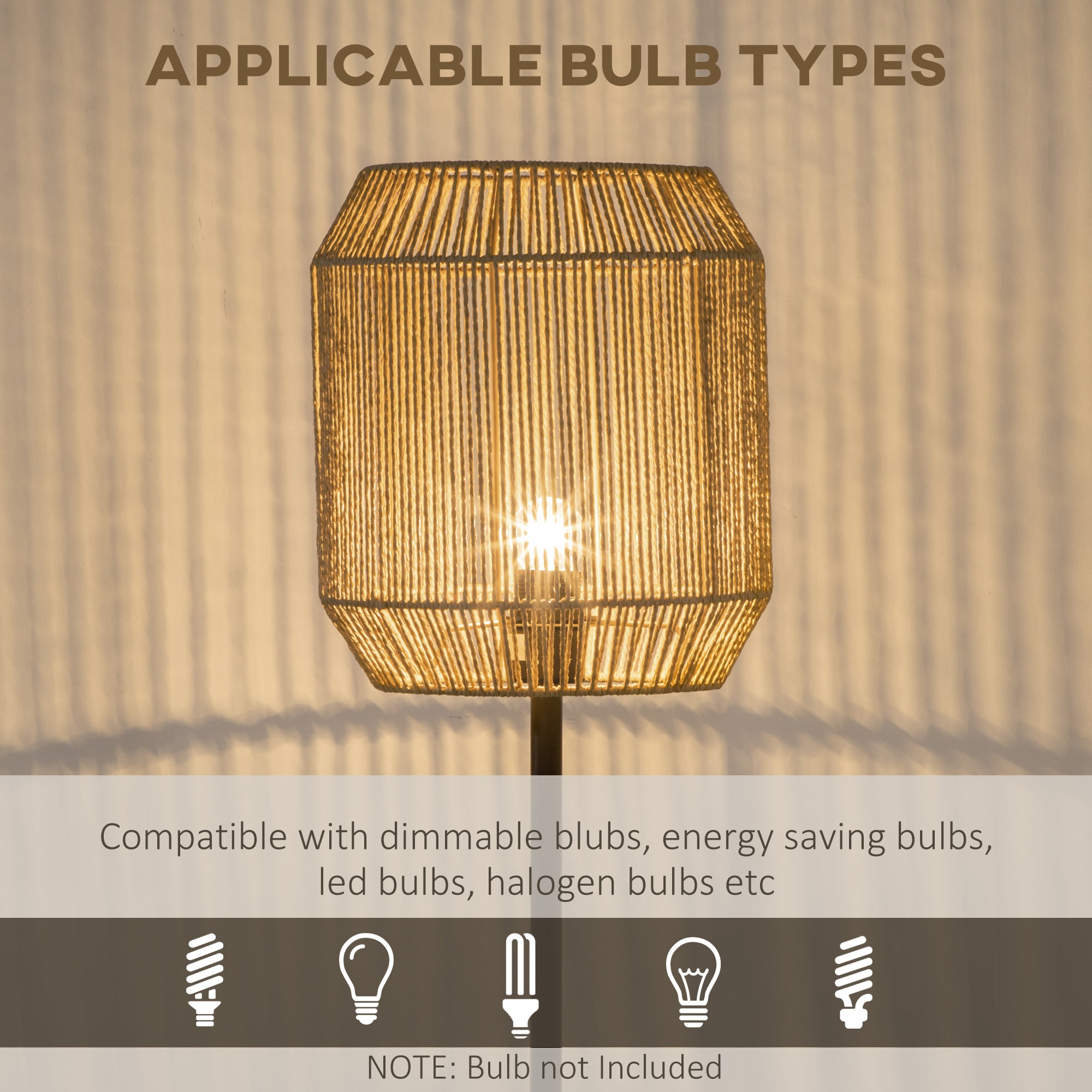 HOMCOM Farmhouse Standing Lamp, Floor Lamps with Hand Woven Rattan Lampshade for Living Room