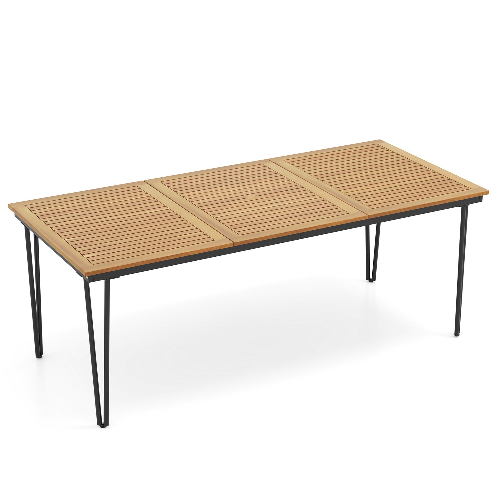 200 x 90cm Outdoor Dining Table with Metal Legs for Garden Poolside