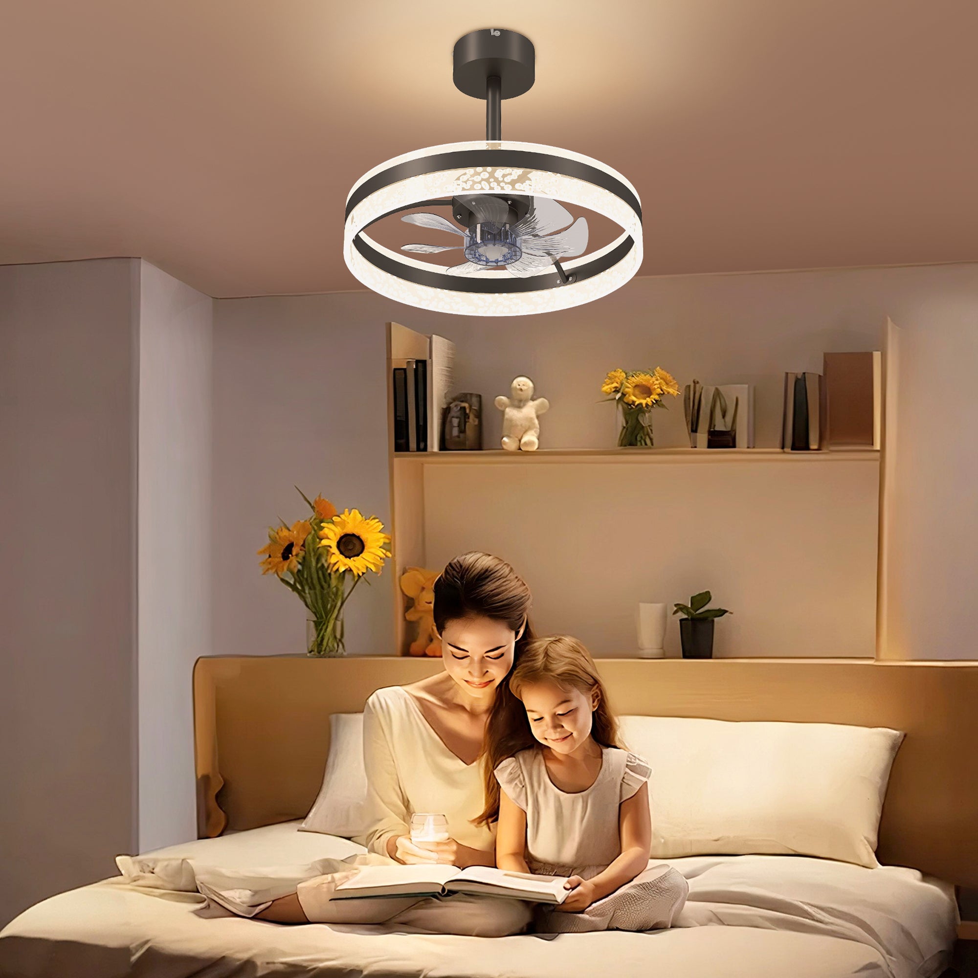 HOMCOM Ceiling Fan with LED Light and Remote - Black