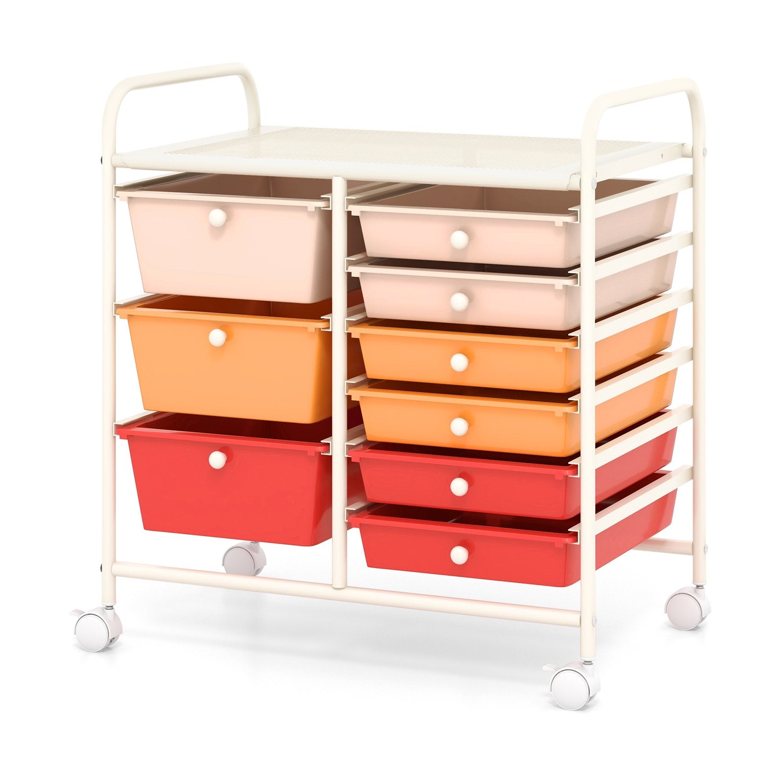 9-Drawer Rolling Storage Cart Tools Scrapbook Paper Organizer-Red