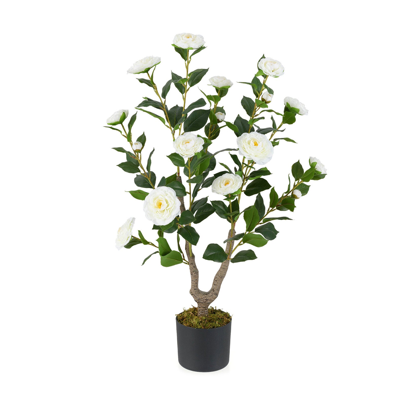 90CM Artificial Camellia Tree Faux Flower Plant in Nursery Pot-White