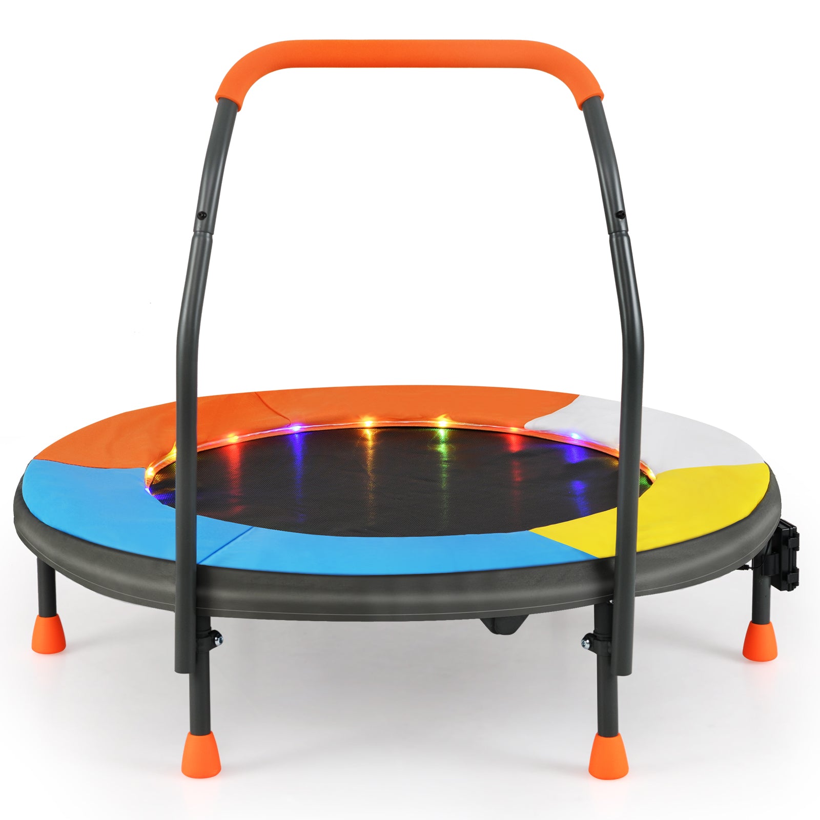 90 cm Folding Mini Trampoline for Kids with Lights and Padded Safety Cover-Orange