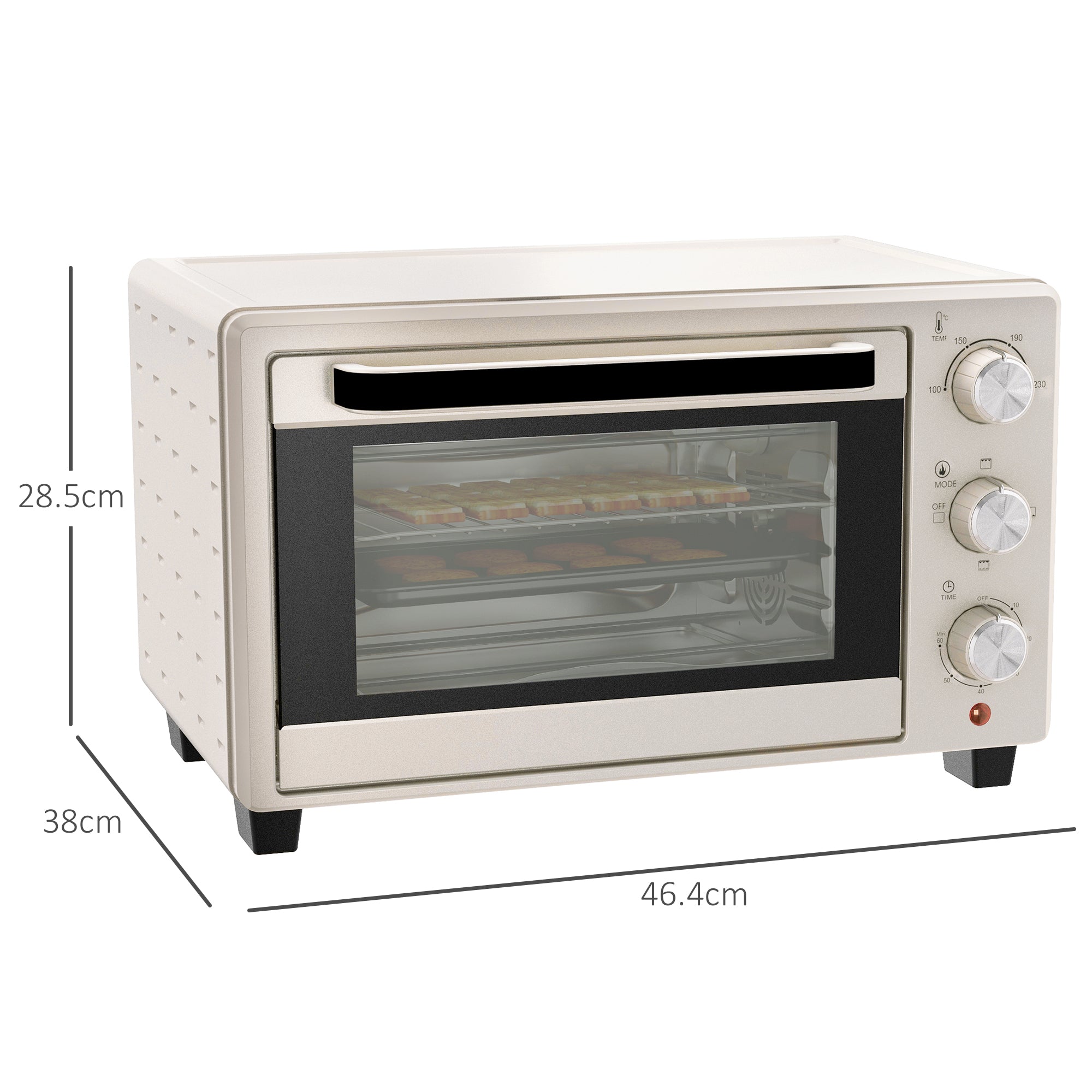 HOMCOM 21L Mini Countertop Oven, 100√Ç¬∞C-230√Ç¬∞C Adjustable Temp - White
