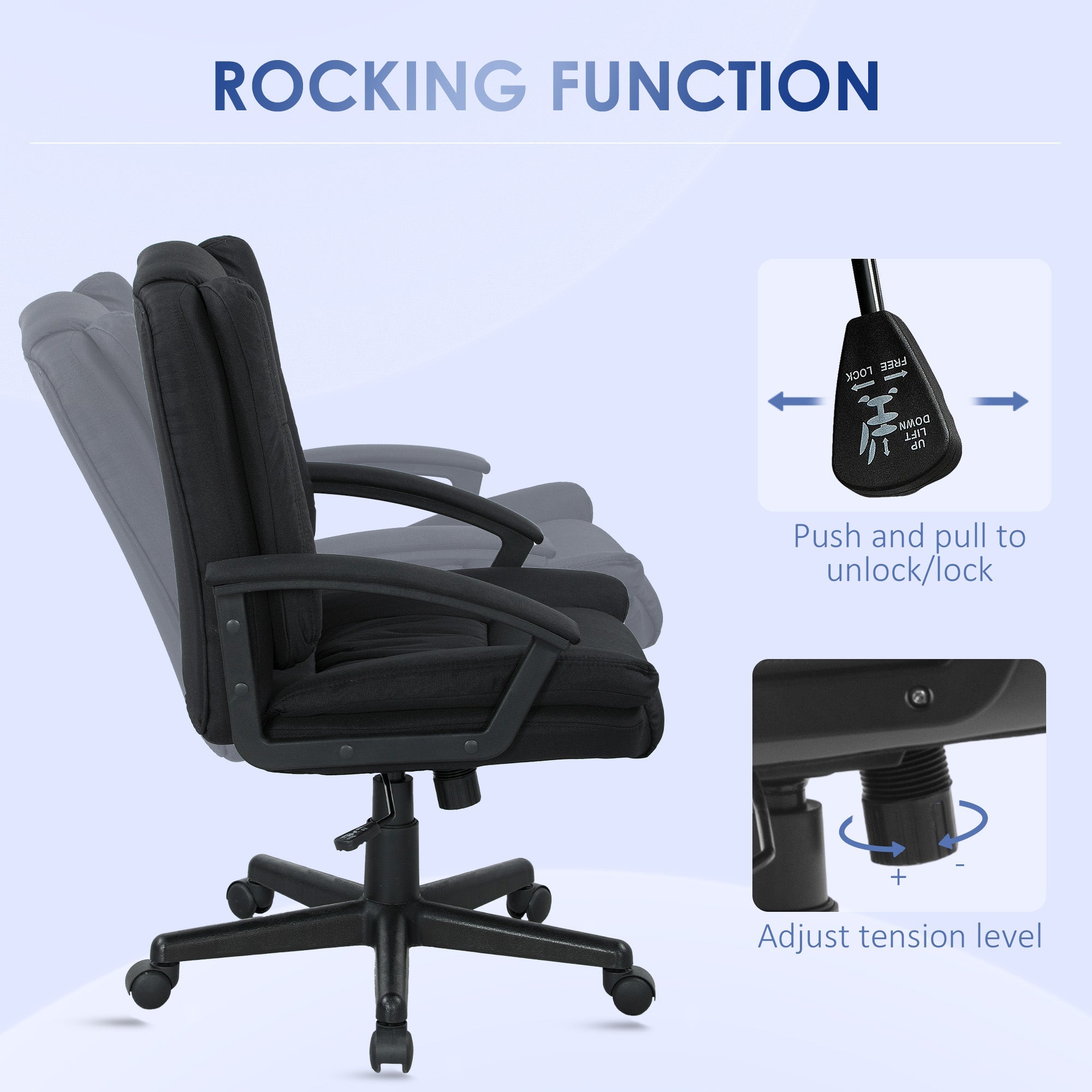 HOMCOM Linen-Look Padded Office Chair - Black