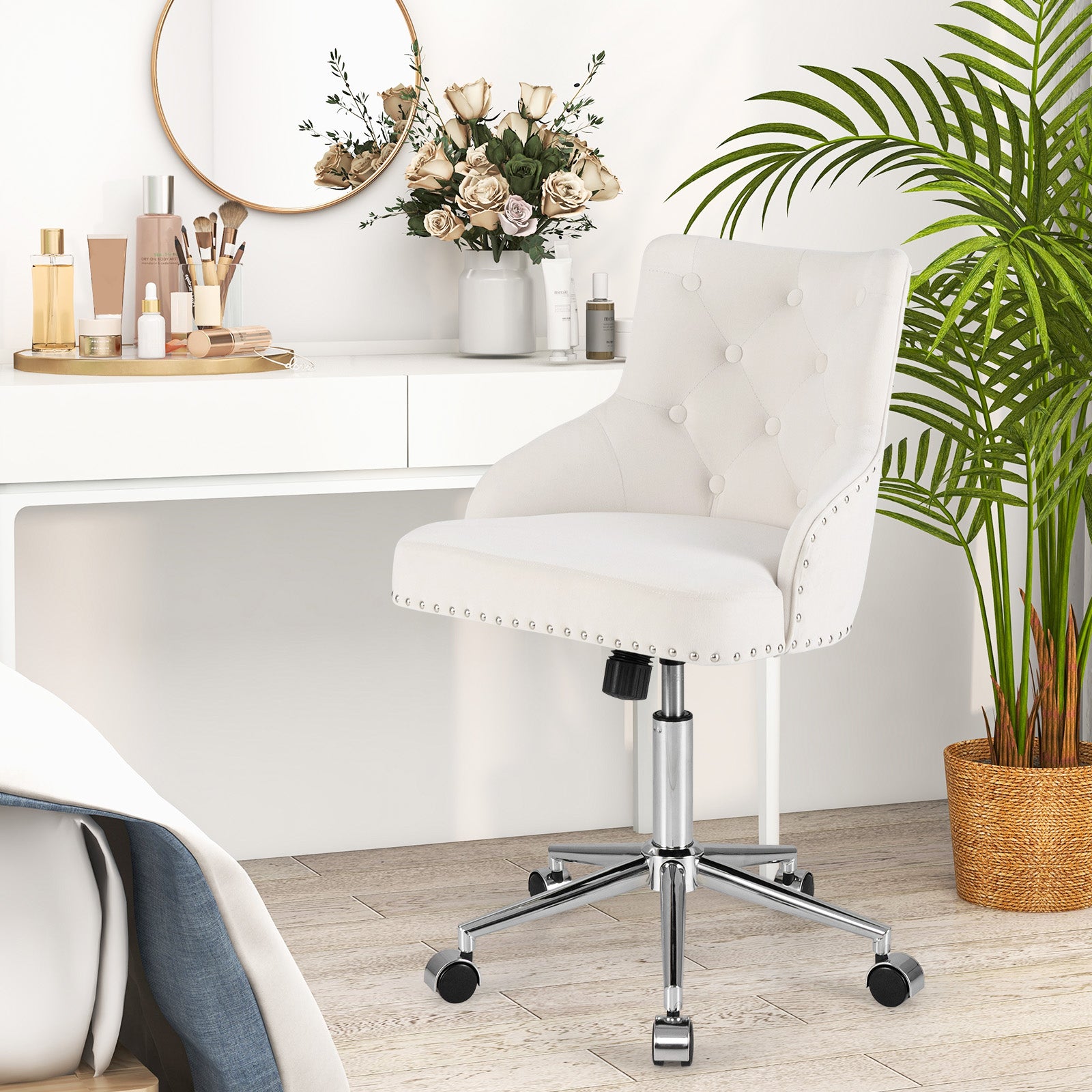 Adjustable 360¬∞ Swivel Accent Armchair-Beige