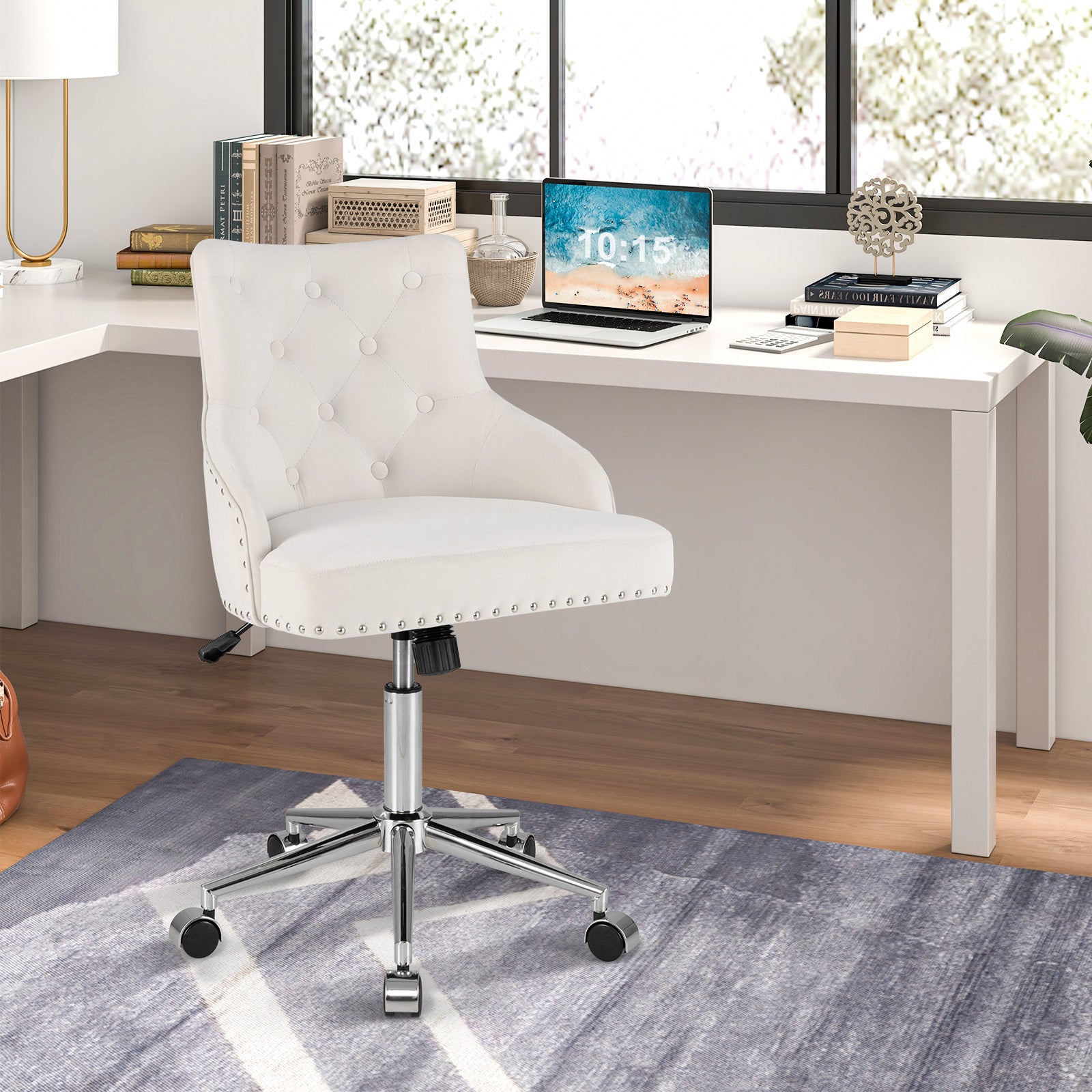 Adjustable 360¬∞ Swivel Accent Armchair-Beige