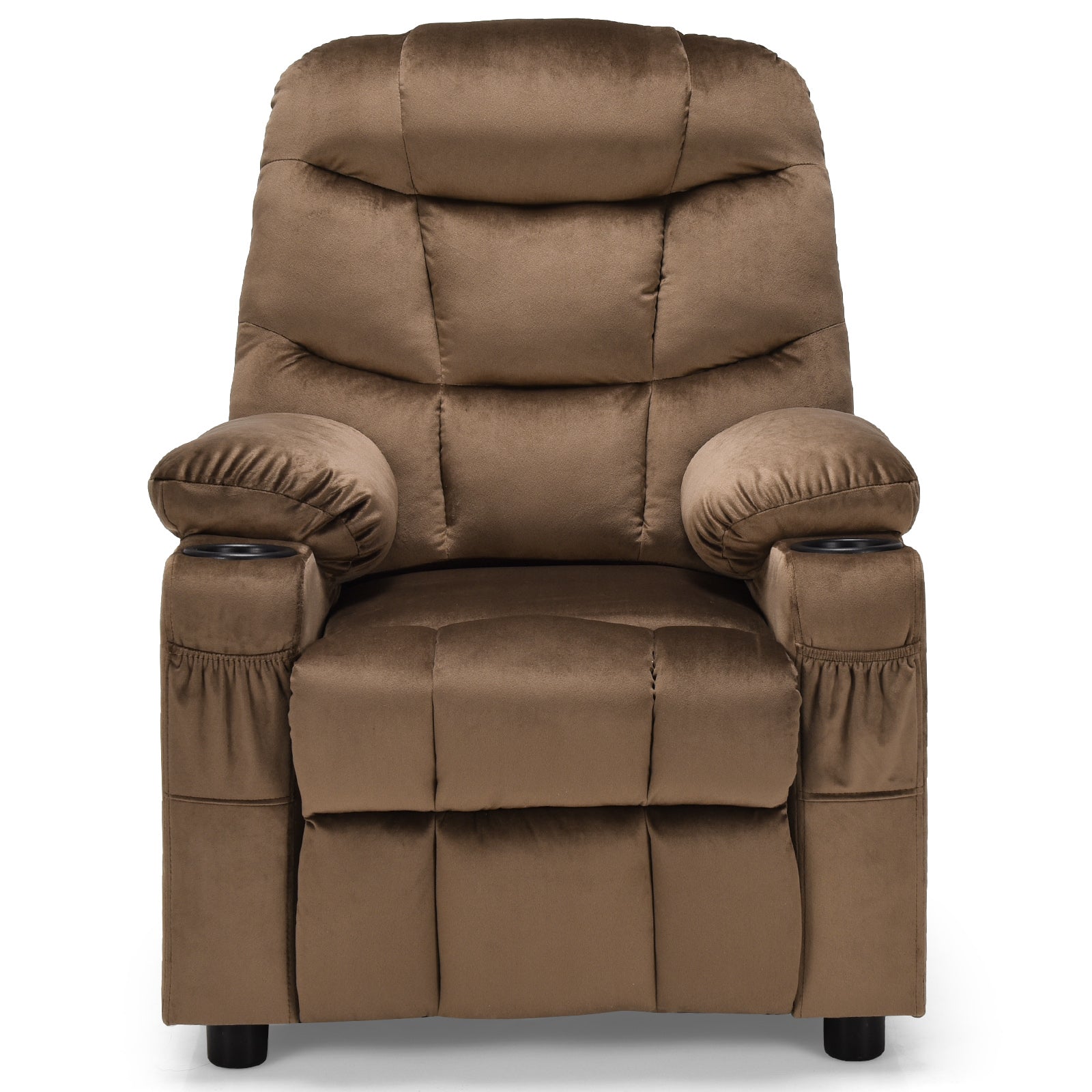Adjustable Larger Kids Lounge Recliner Chair with 2 Cup Holders-Brown