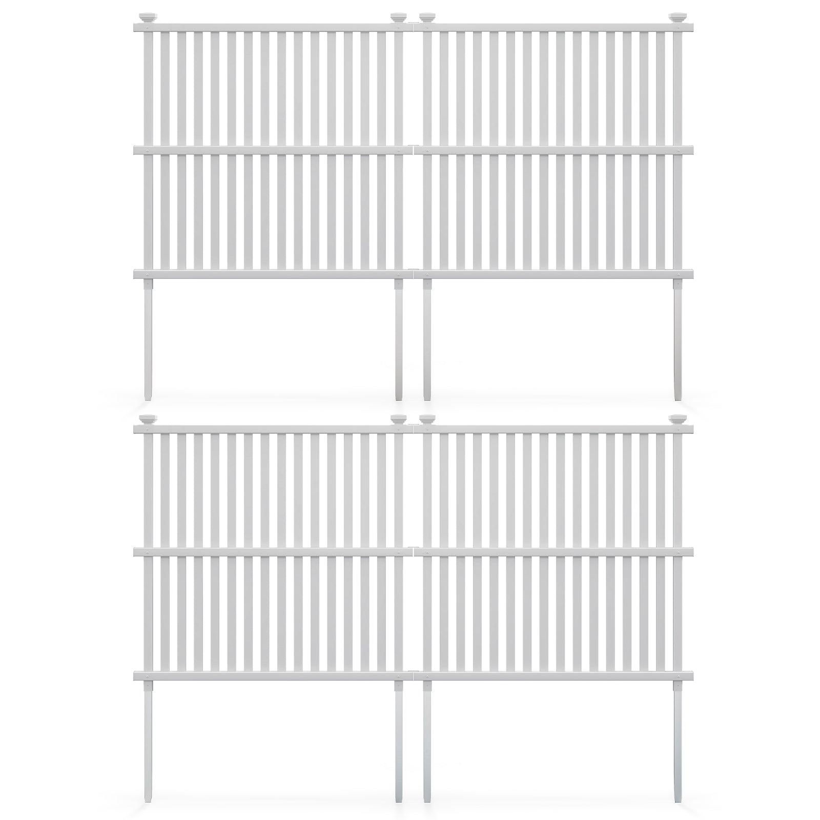 Air Conditioner Fence Panel with Metal Ground Stakes-White